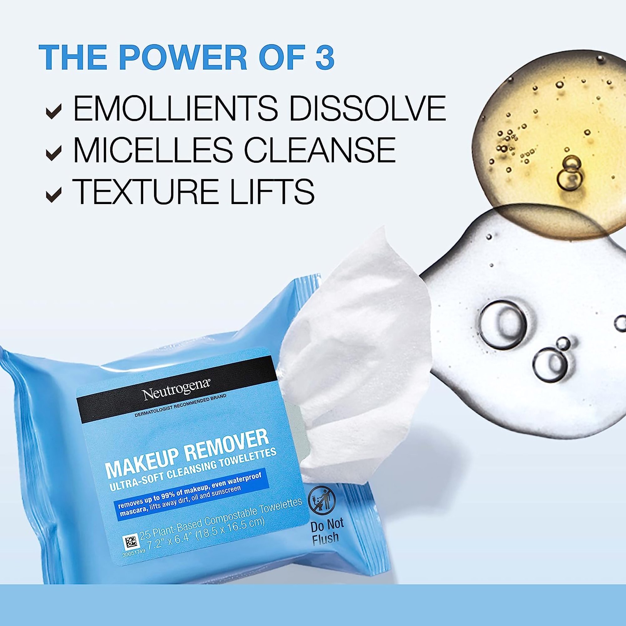 J & J Sales 07050105105 - Neutrogena® Makeup Remover Cleansing Towelettes Scented - 1/Each