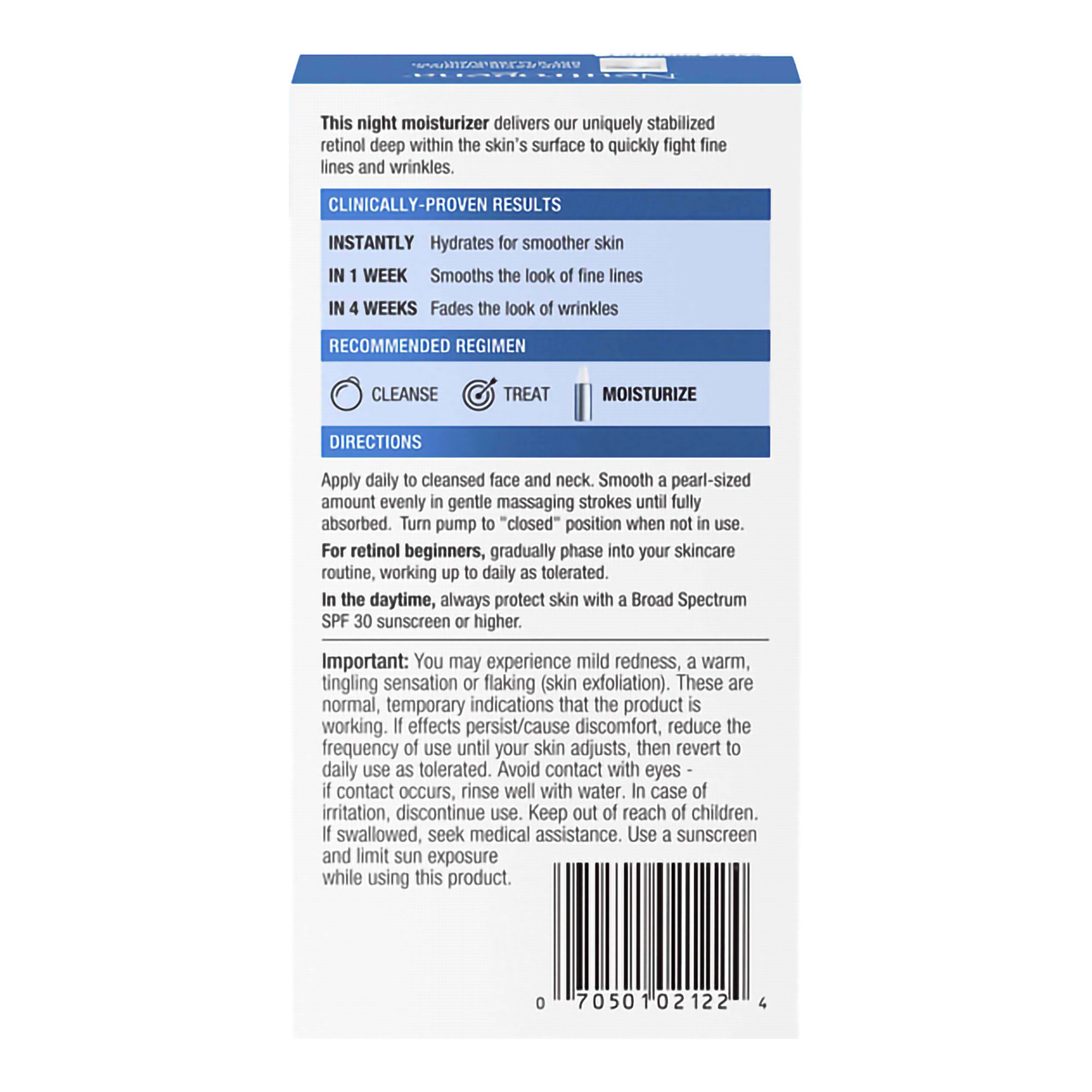 J & J Sales 07050102122 - Neutrogena® Rapid Wrinkle Repair Retinol Moisturizer Night Unscented - 1/Each