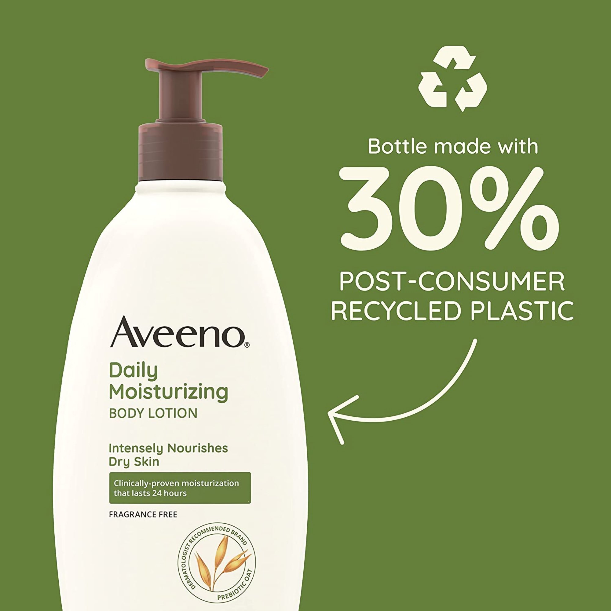 J & J Sales 38137003844 - Aveeno® Daily Moisturizing Body Lotion Fragrance Free, 18-ounce Pump Bottle - 1/Each