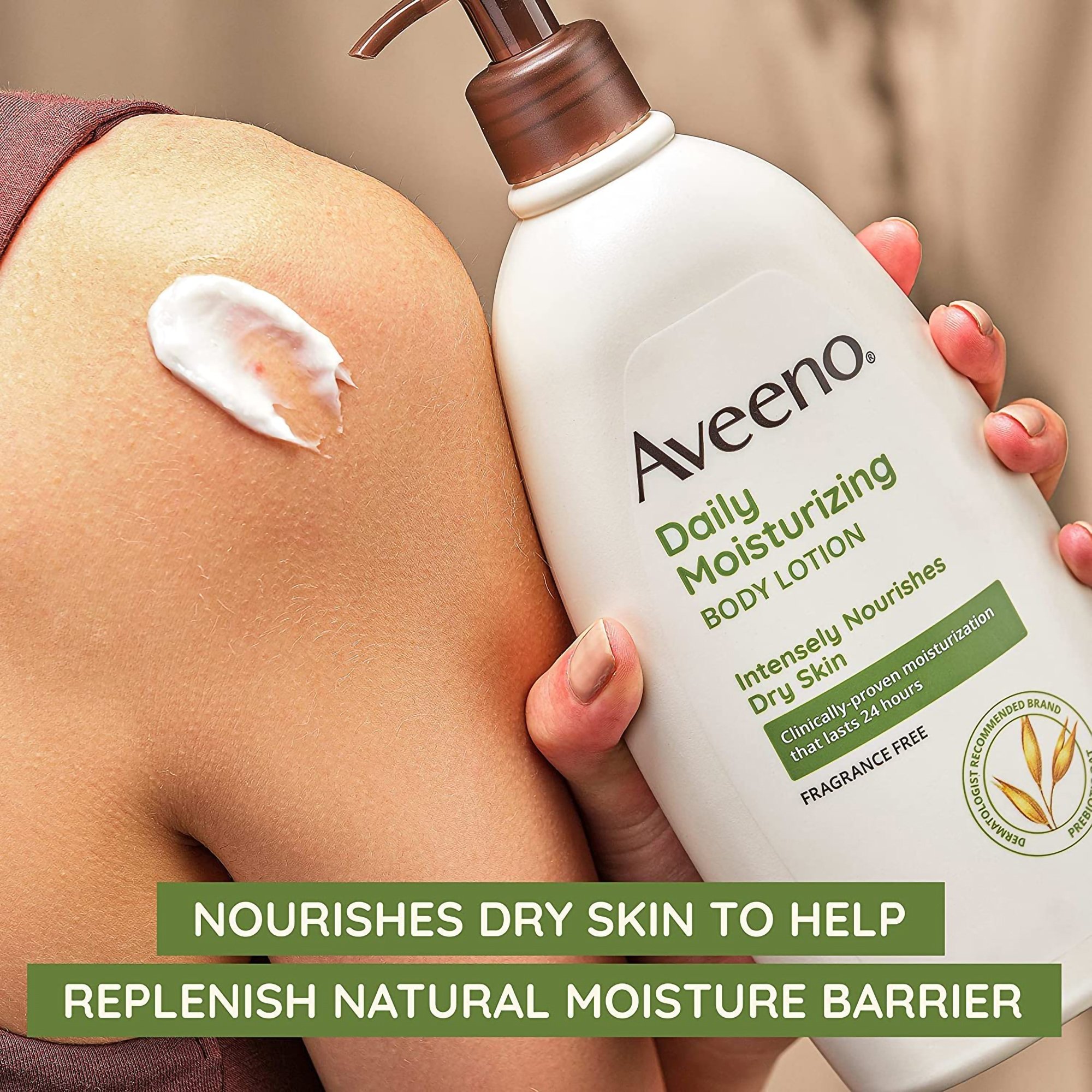 J & J Sales 38137003844 - Aveeno® Daily Moisturizing Body Lotion Fragrance Free, 18-ounce Pump Bottle - 1/Each