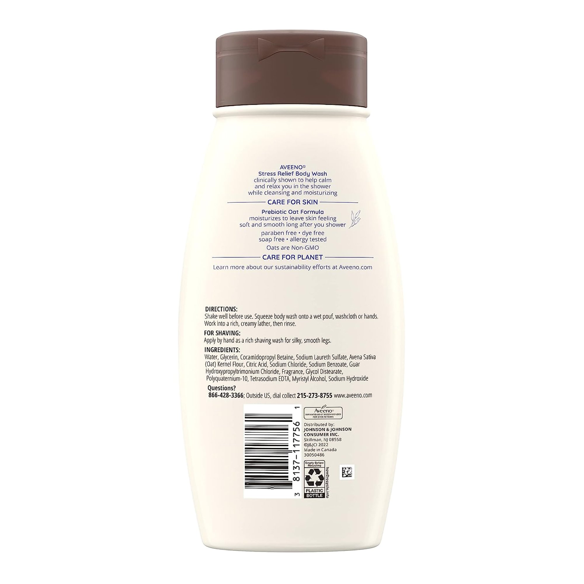 J & J Sales 38137117756 - Aveeno® Stress Relief Body Wash Lavender, 18-ounce Bottle - 1/Each