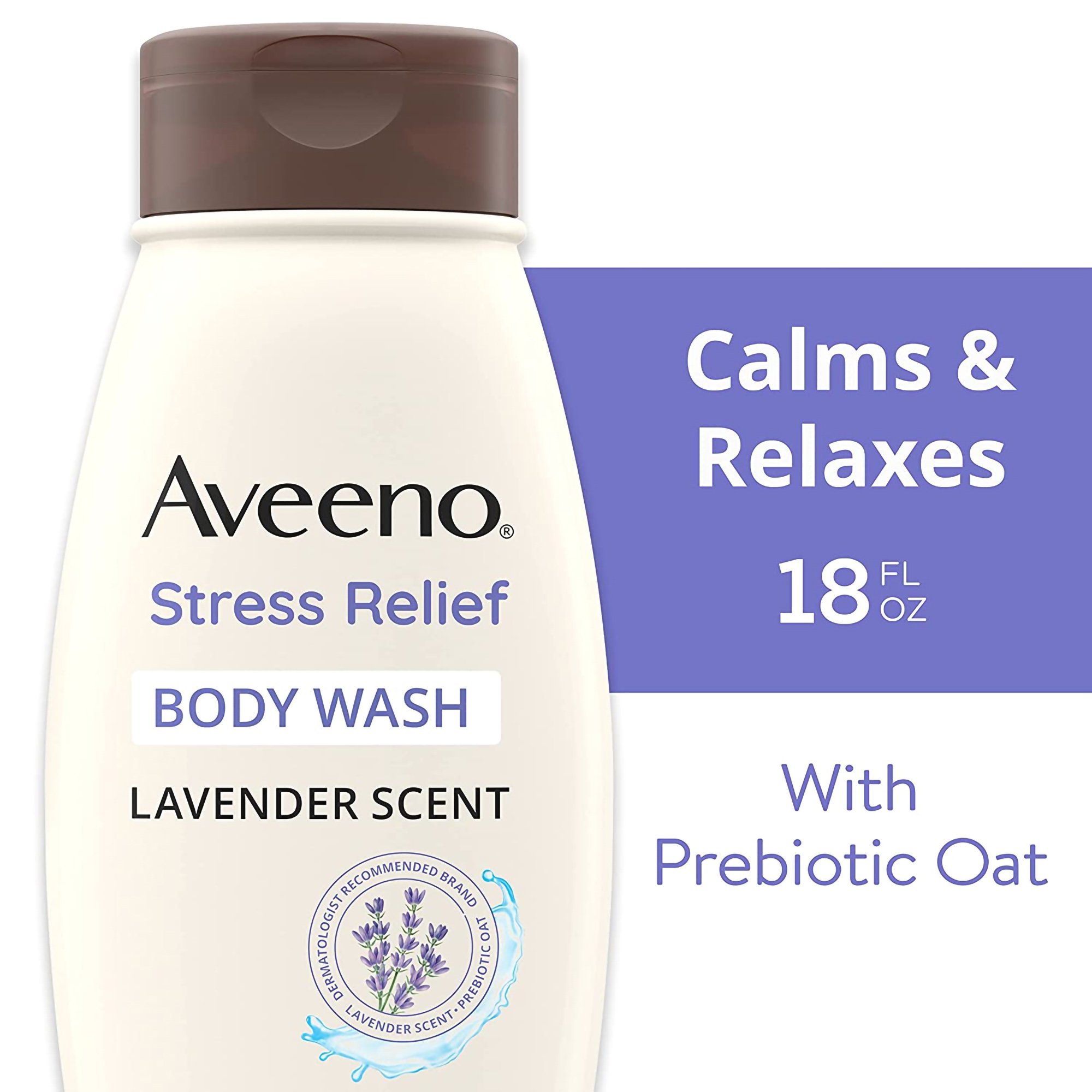 J & J Sales 38137117756 - Aveeno® Stress Relief Body Wash Lavender, 18-ounce Bottle - 1/Each