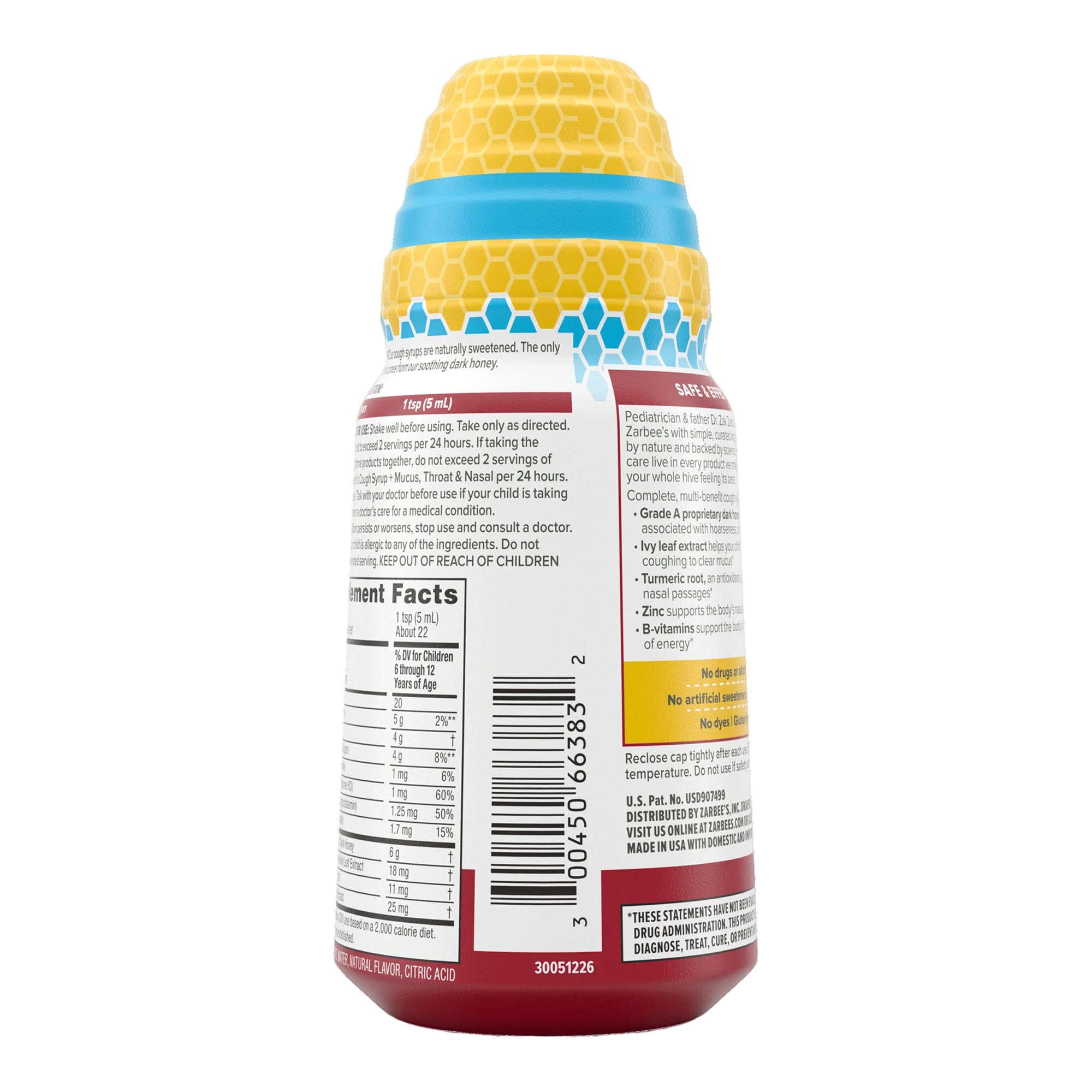 J & J Sales 30045066383 - Zarbee's All-In-One Children's Daytime Cough Syrup, Mucus, Throat & Nasal, Grape - 1/Each