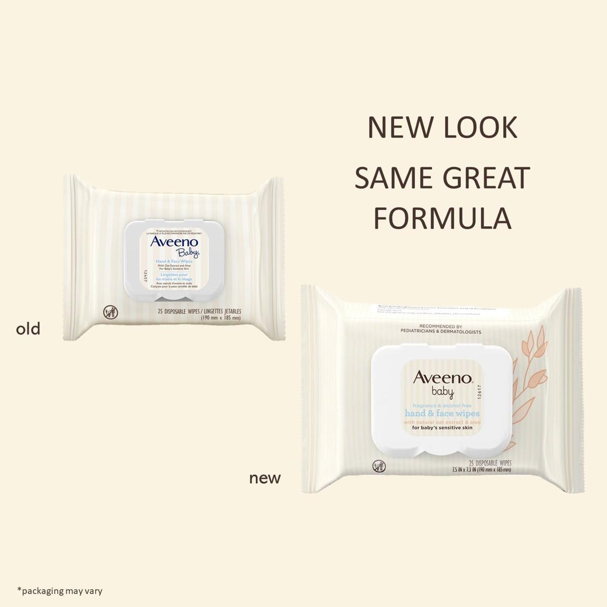 J & J Sales 38137117987 - Aveeno® Baby Hand and Face Wipes Fragrance Free - 25/Pack