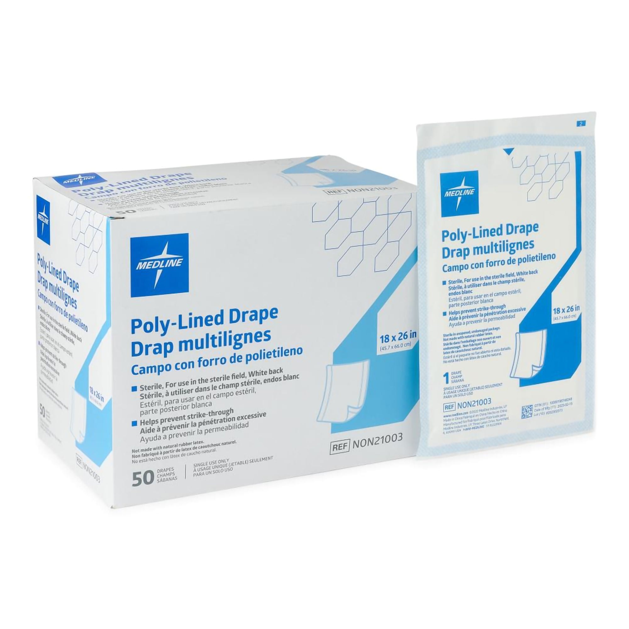 Medline - NON21003 General Purpose Drape Medline Poly Lined Towel Drape 18 W X 26 L Inch Sterile