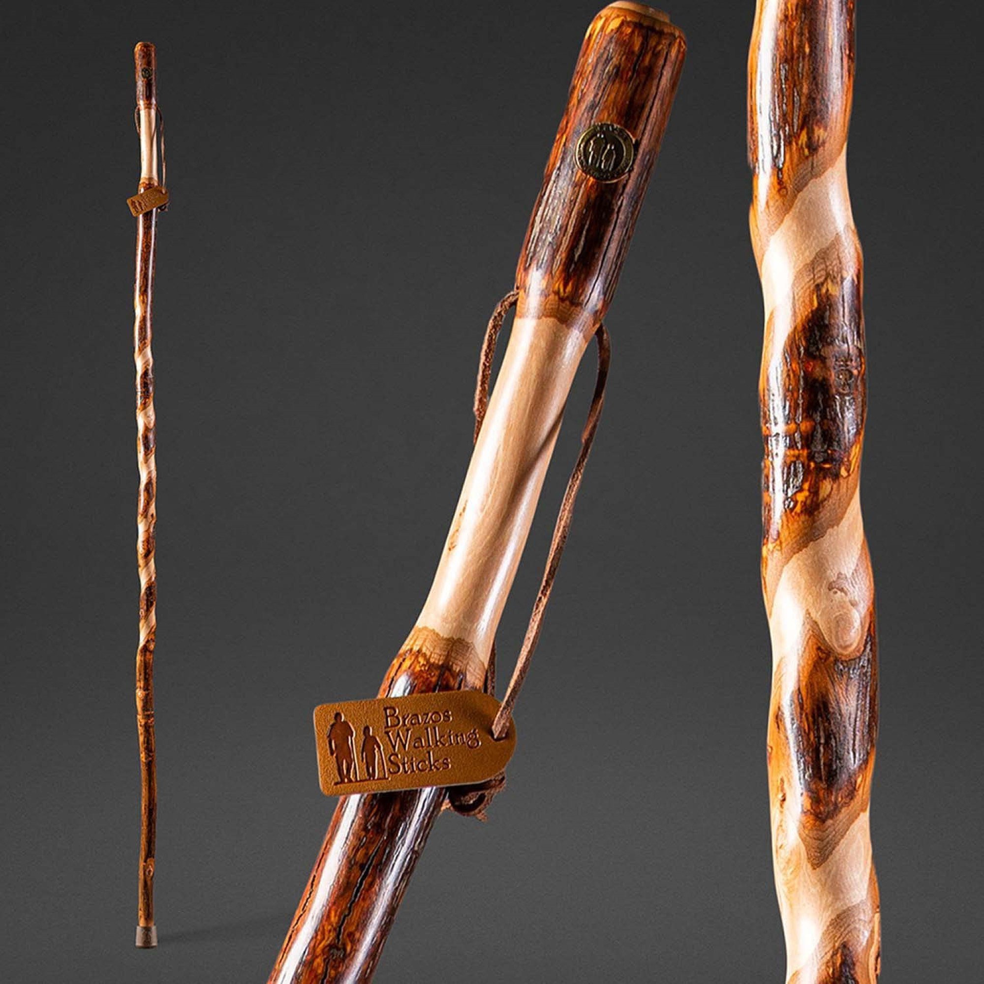 Mabis Healthcare 602-3000-1282 - Brazos™ Twisted Hickory Rustic Walking Stick, 58-Inch Height - 1/Each