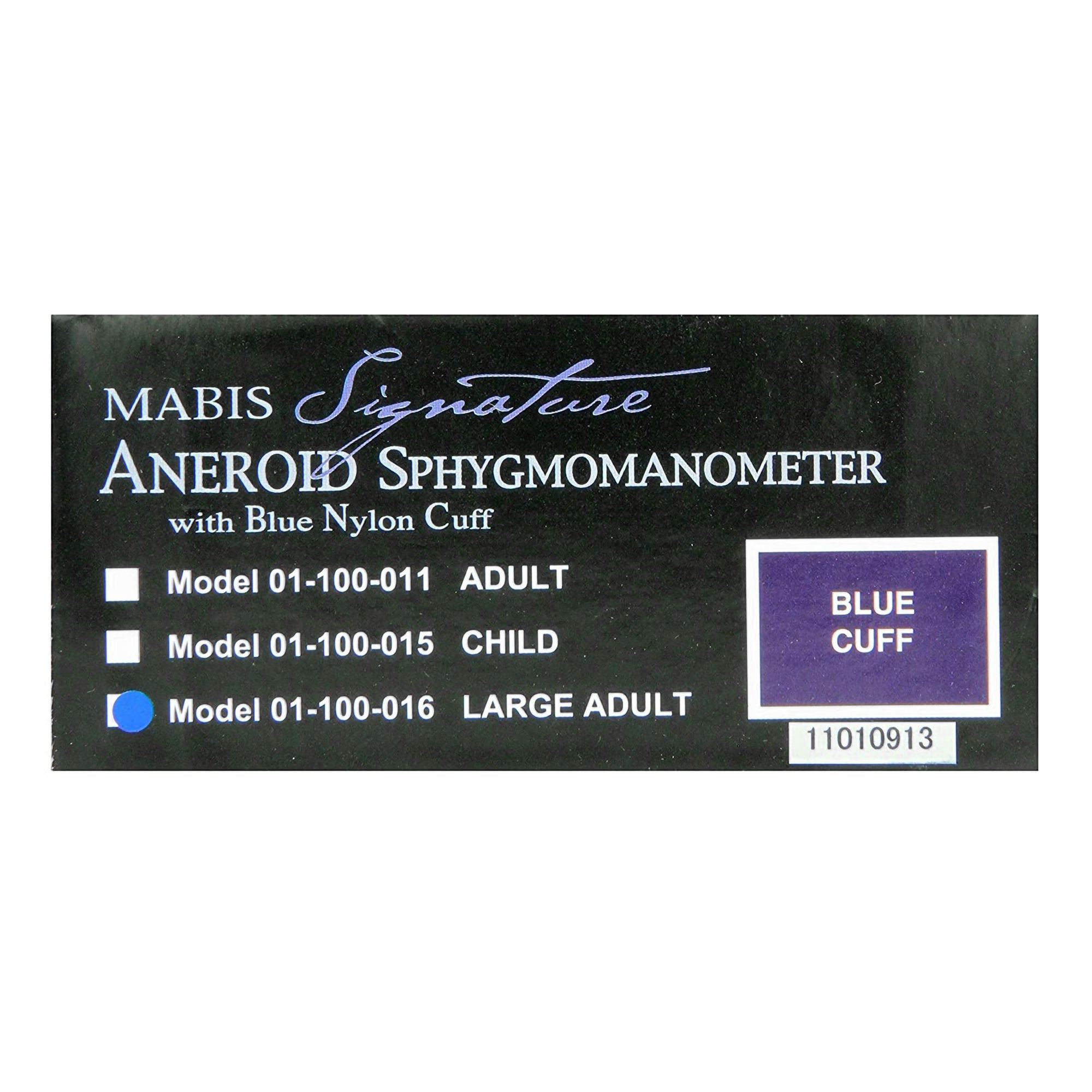 Mabis Healthcare - 01-100-016 Aneroid Sphygmomanometer Unit MABIS® Signature Large Adult Cuff Arm Nylon Cuff 33 to 50 cm Pocket Aneroid