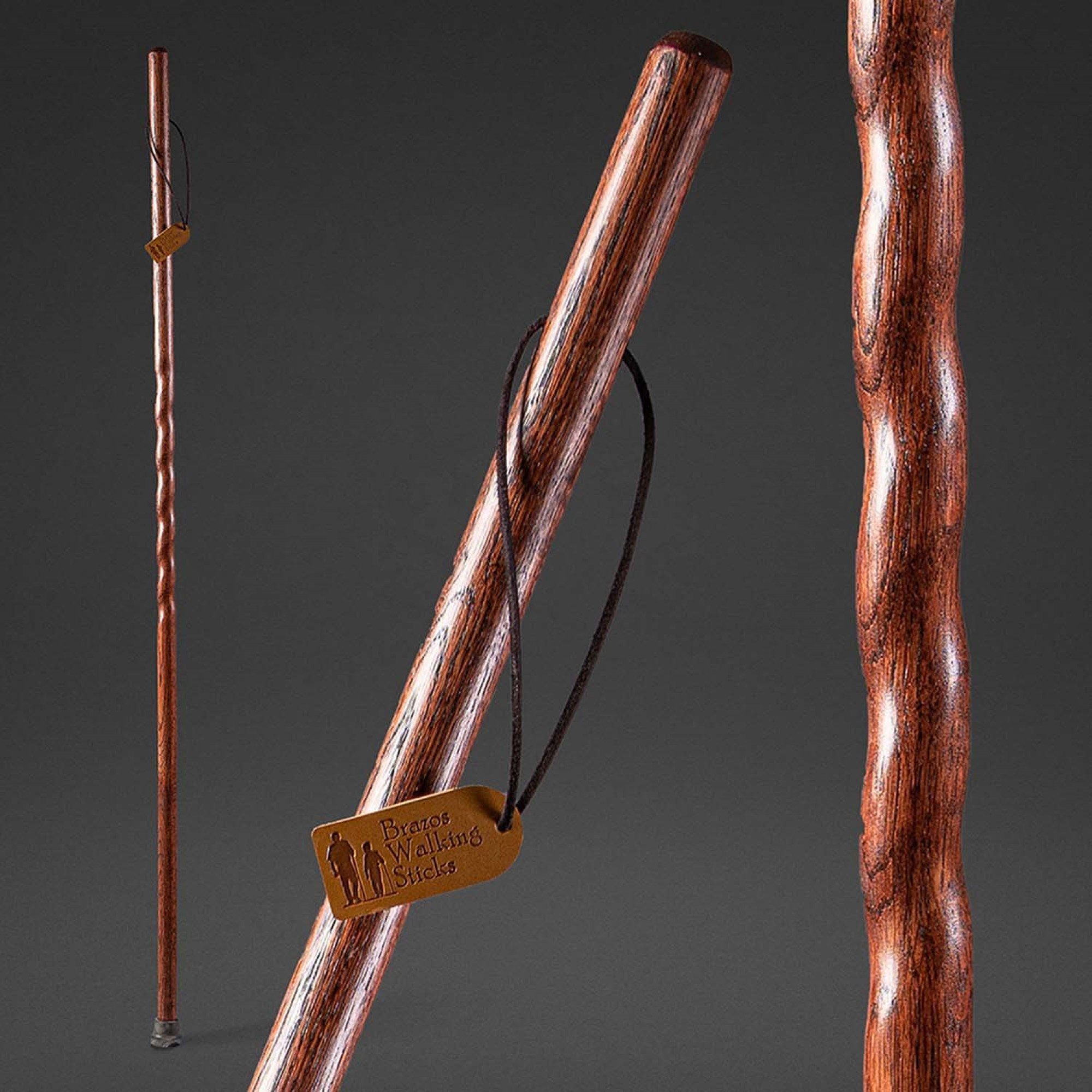 Mabis Healthcare 602-3000-1015 - Brazos™ Twisted Oak Backpacker Handcrafted Walking Stick, 58-Inch Height - 1/Each