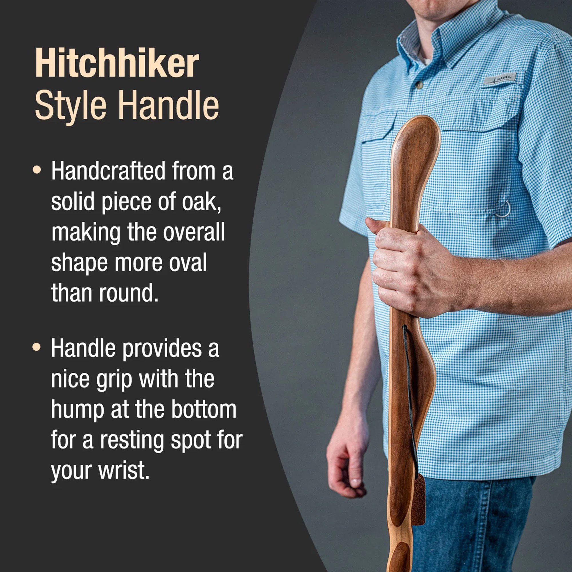 Mabis Healthcare 602-3000-1106 - Brazos™ Twisted Oak Hitchhiker Handcrafted Walking Stick, 48-Inch, Red - 1/Each