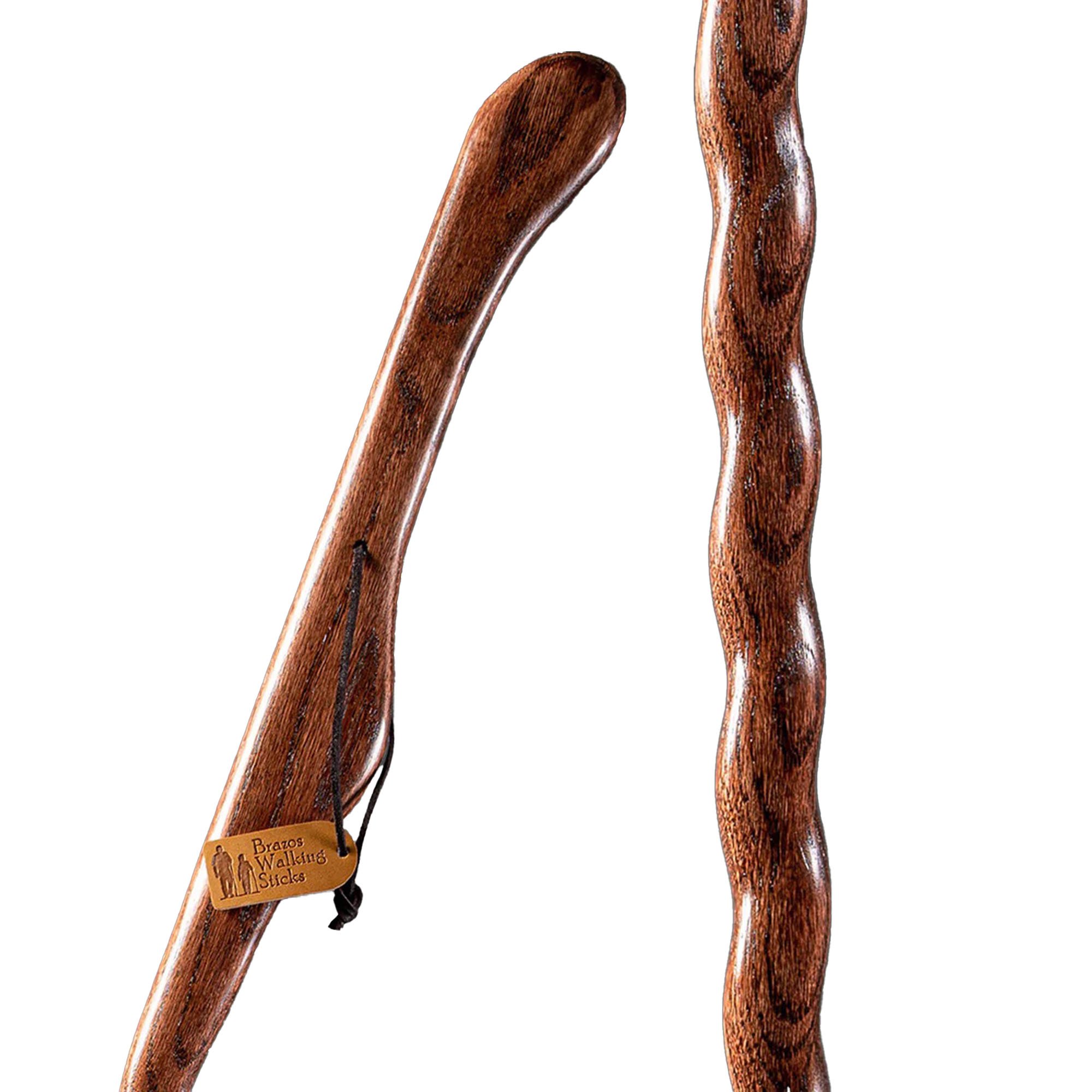 Mabis Healthcare 602-3000-1112 - Brazos™ Twisted Oak Hitchhiker Handcrafted Walking Stick, 58-Inch, Red - 1/Each