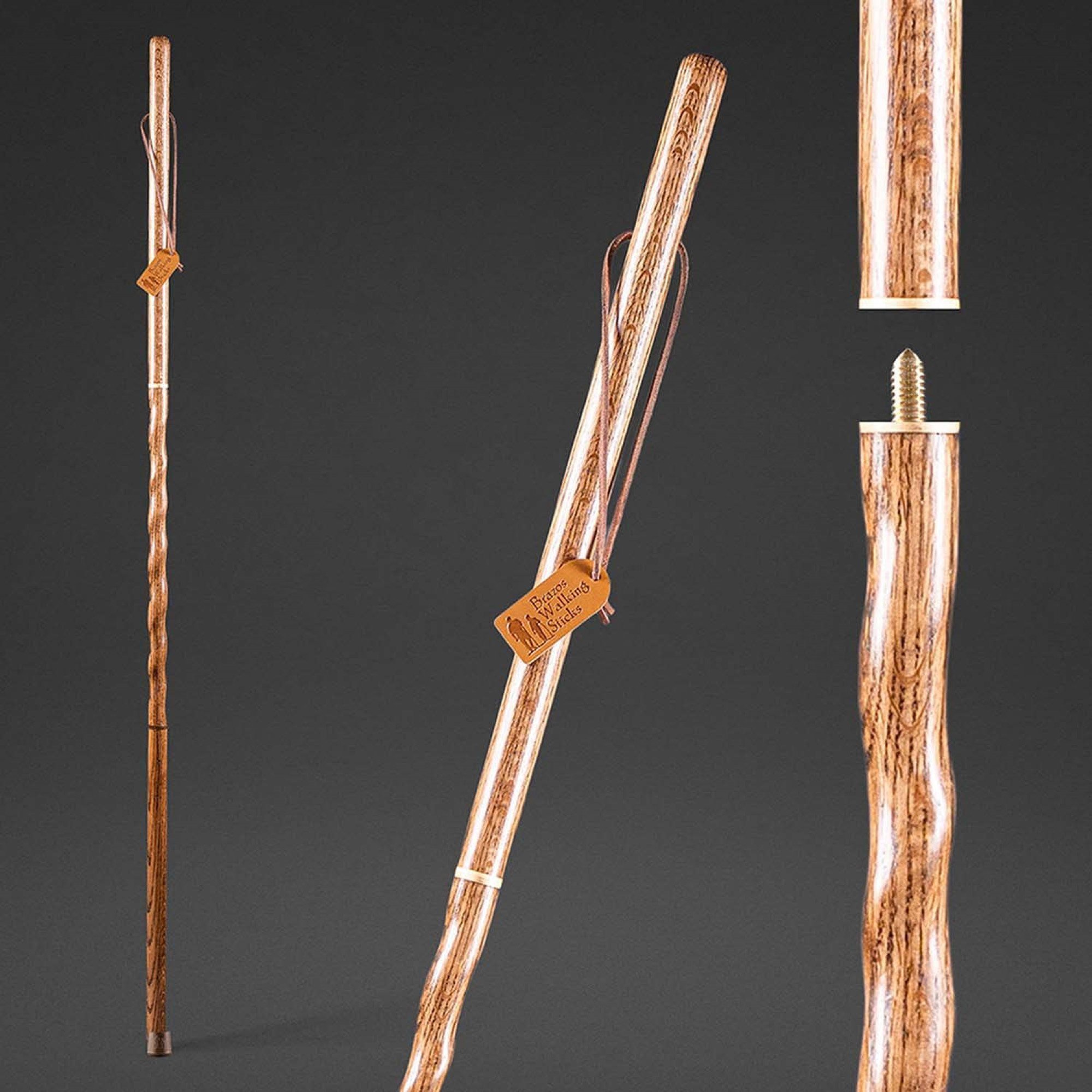 Mabis Healthcare 602-3000-1324 - Brazos™ Twisted Oak Traveler's Handcrafted Walking Stick, 55-Inch, Brown - 1/Each
