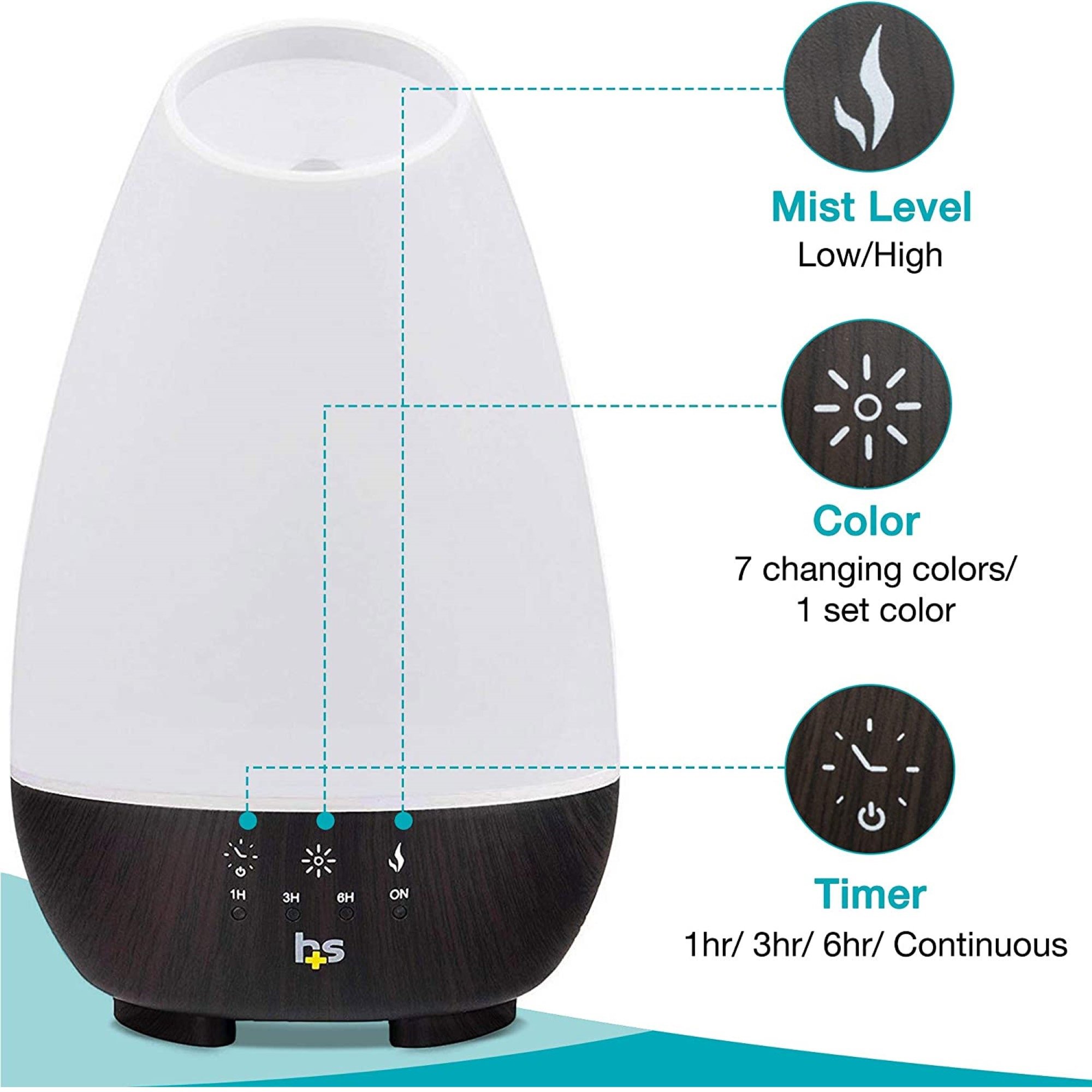 Mabis Healthcare 40-500-190 - HealthSmart Ultrasonic Essential Oil Humidifier Diffuser - 1/Each