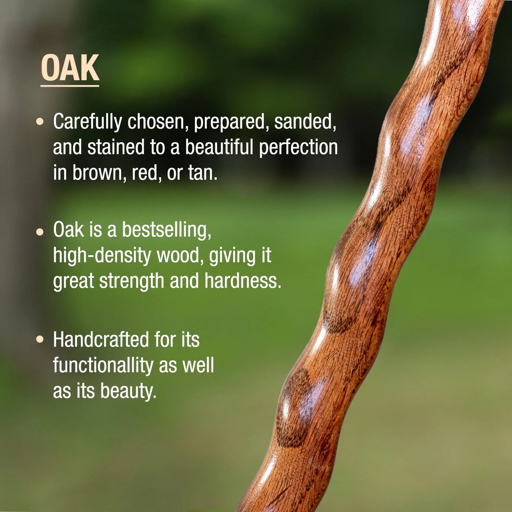 Mabis Healthcare 502-3000-0247 - Brazos™ Twisted Oak Crookneck Cane, 37-Inch Height, Red - 1/Each