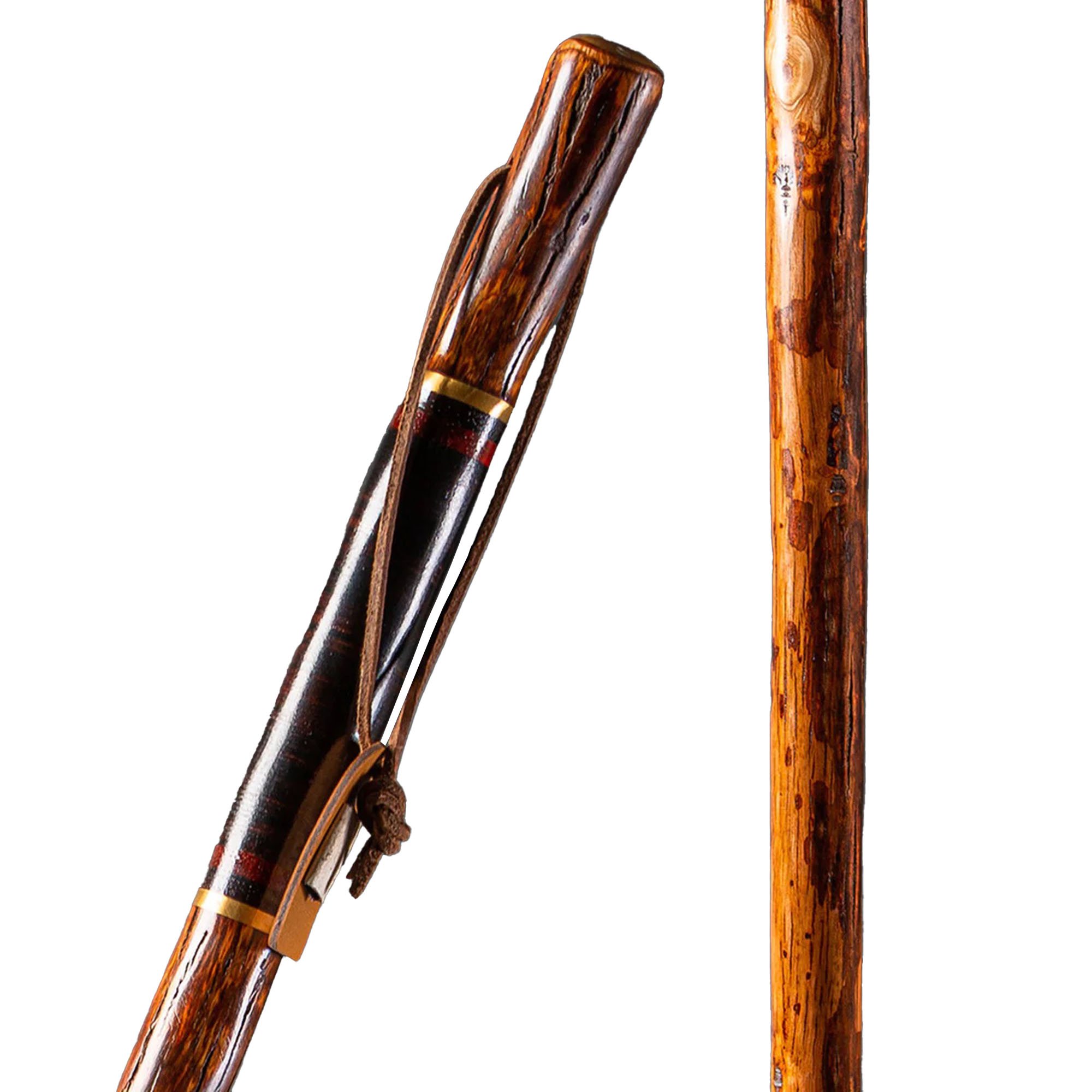 Mabis Healthcare 602-3000-1170 - Brazos™ Exotic Leather Safari Hickory Rustic Walking Stick, 55-Inch - 1/Each