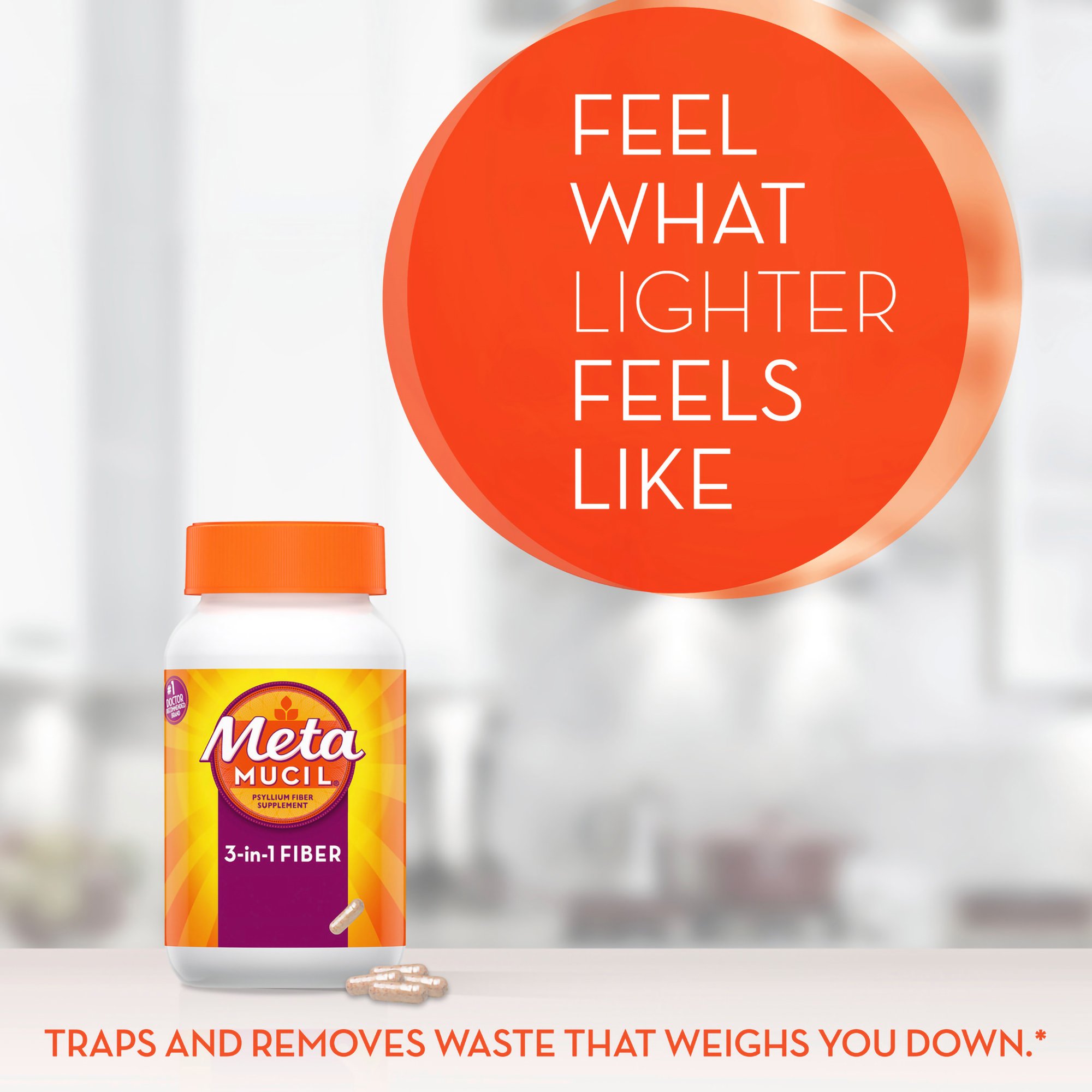 Procter & Gamble 37000040514 - Metamucil® 3 in 1 Fiber Capsules - 1/Bottle