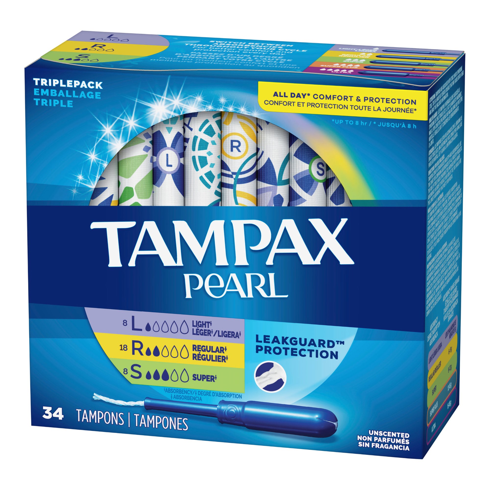 Procter & Gamble 07301071133 - Tampax® Pearl Tampons Light/Regular/Super Absorbency Unscented - 1/Box