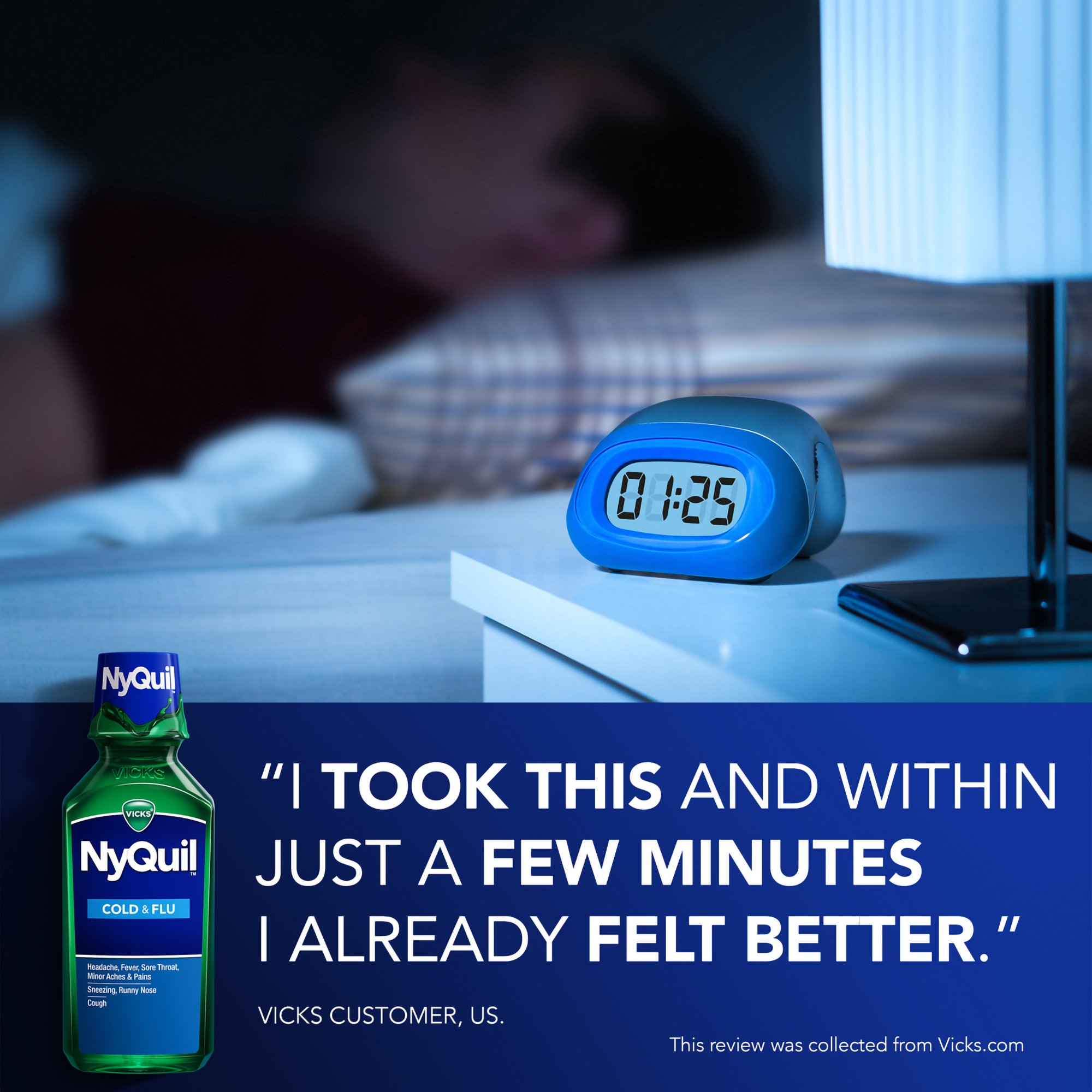 Procter & Gamble 37000080708 - Vicks NyQuil Cold & Flu Nighttime Relief Liquid - 1/Each