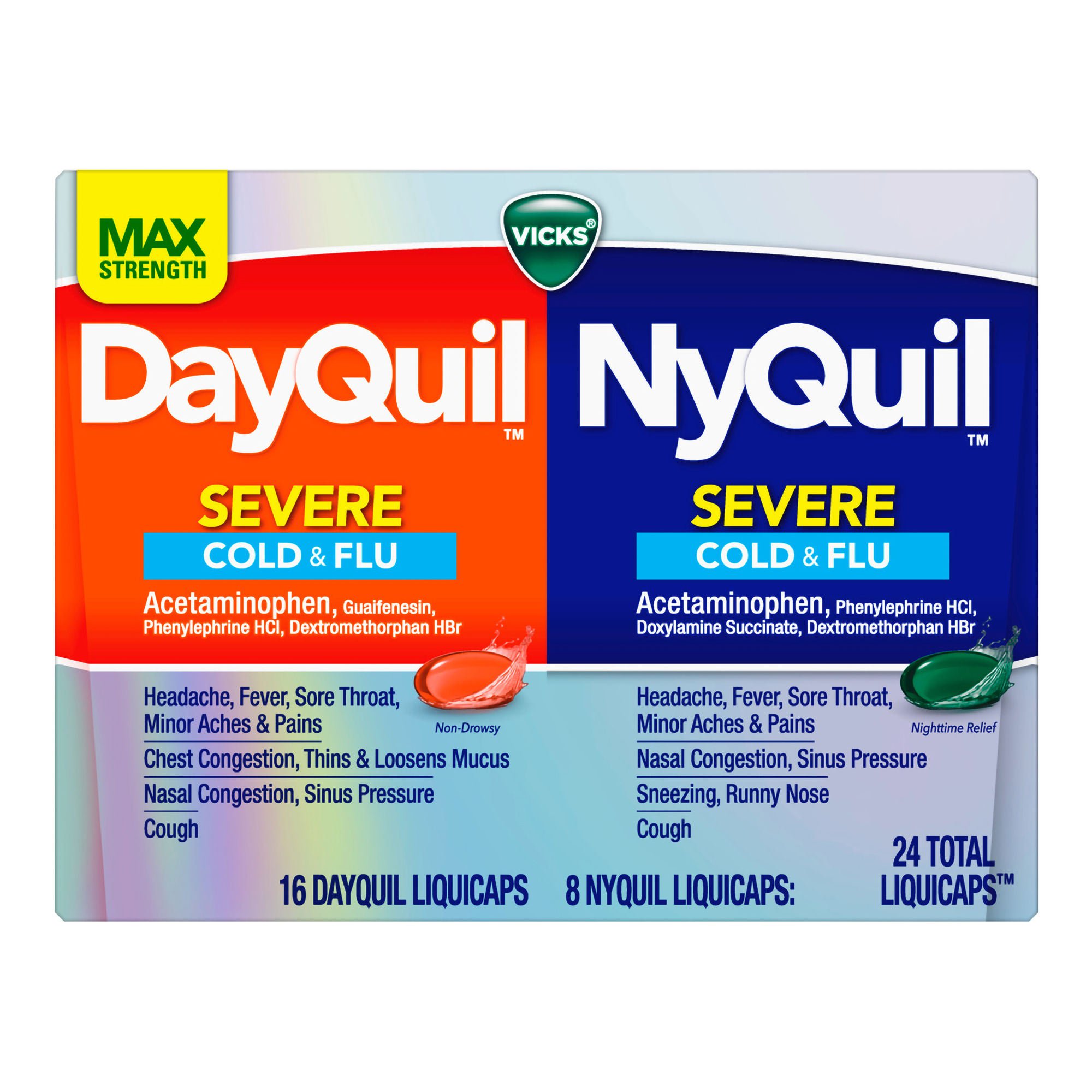 Procter & Gamble - 32390003955 Vicks DayQuil/NyQuil Severe Cold & Flu LiquiCaps
