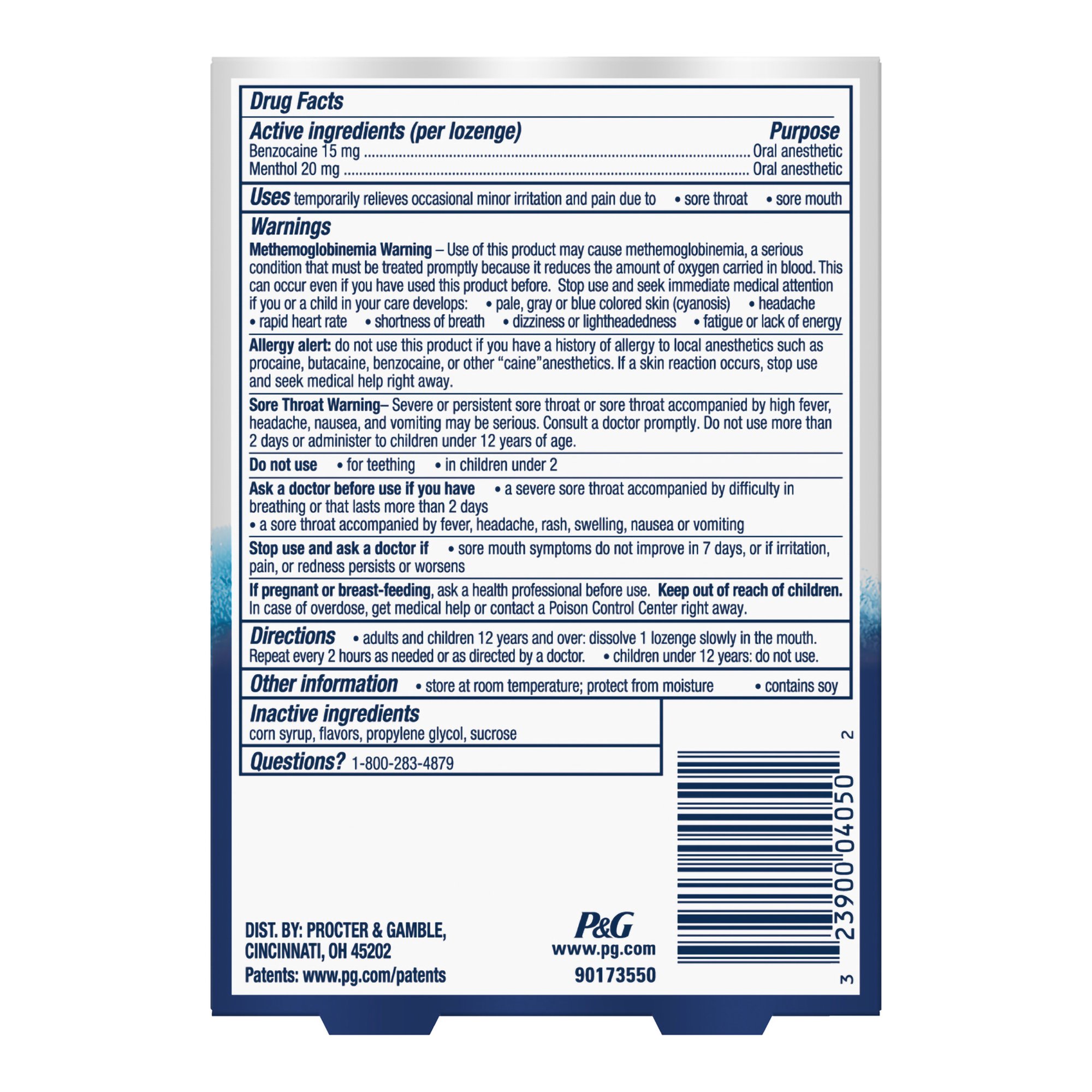 Procter & Gamble 32390004050 - Vicks VapoCool Sore Throat Lozenges Winterfrost - 1/Carton