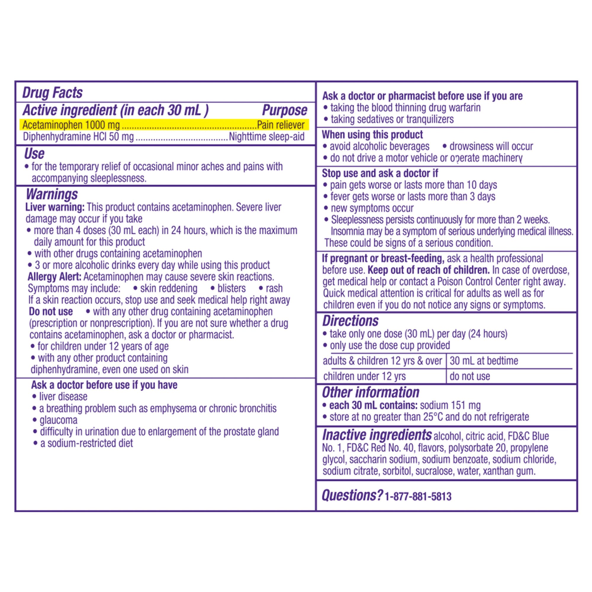 Procter & Gamble 32390004089 - ZzzQuil Night Pain Nighttime Sleep-Aid Pain Reliever Liquid, Midnight Berry - 1/Each