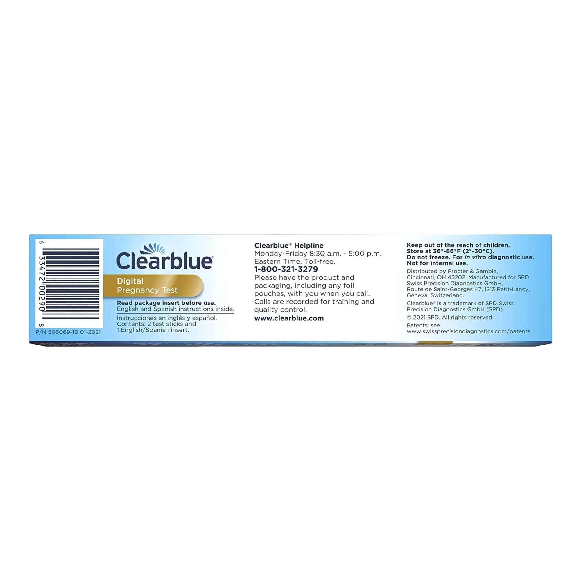 Procter & Gamble - 63347200290 Reproductive Health Test Kit Clearblue® hCG Pregnancy Test 2 Tests CLIA Waived