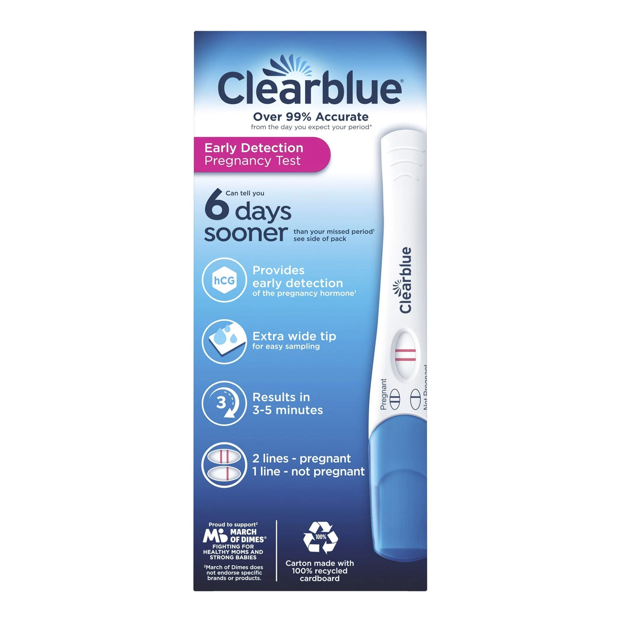 Procter & Gamble - 63347260193 Reproductive Health Test Kit Clearblue® hCG Pregnancy Test 2 Tests CLIA Waived