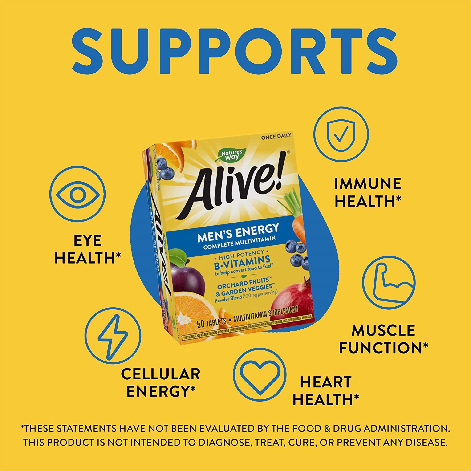 Nature's Way Brands LLC 03367413660 - Nature's Way Alive!® Men's Energy Complete Multi-Vitamin Tablets - 50/Box