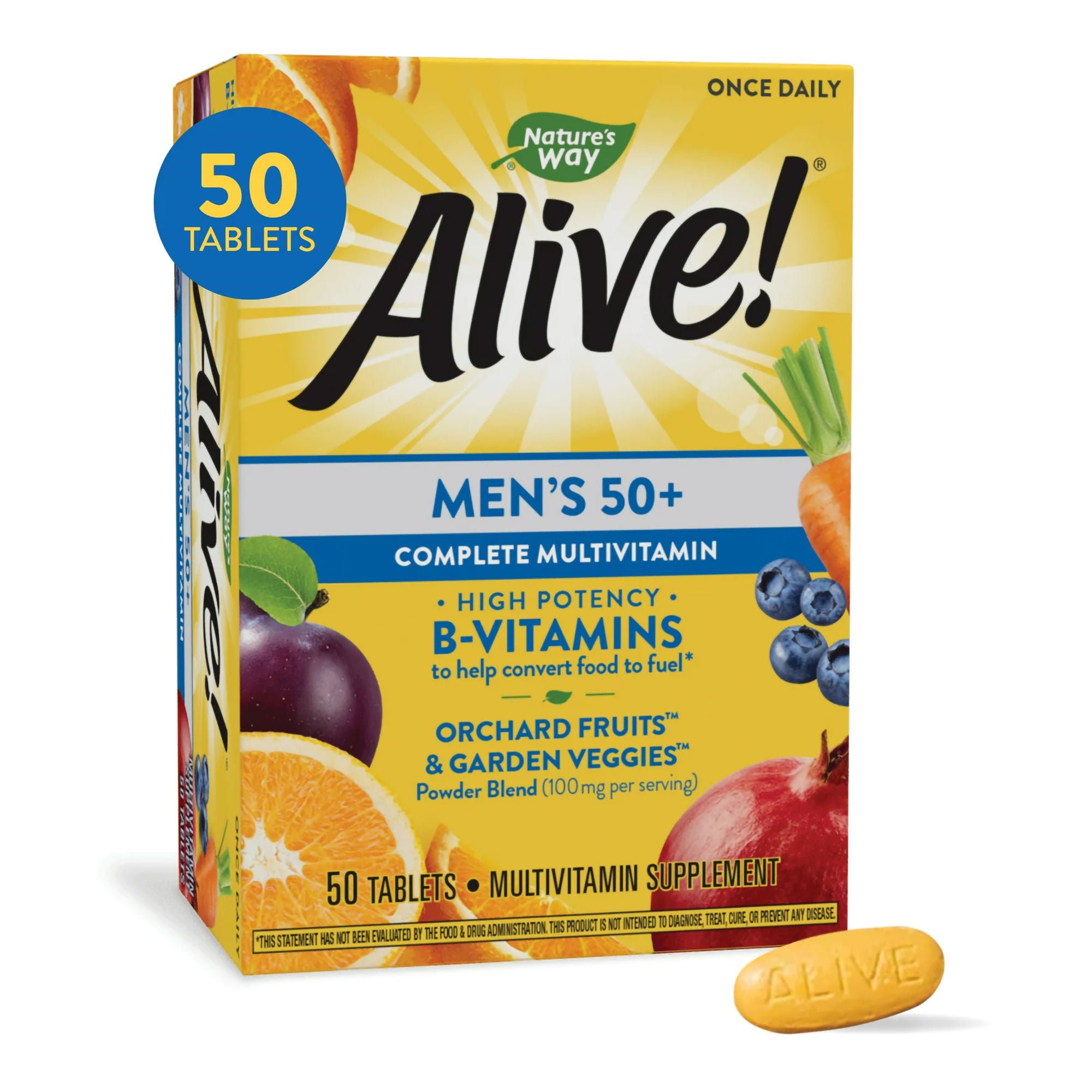 Natures Way Brands LLC - 03367413661 Nature's Way Alive!® Men's 50+ Multi-Vitamin Multi-Mineral Tablets