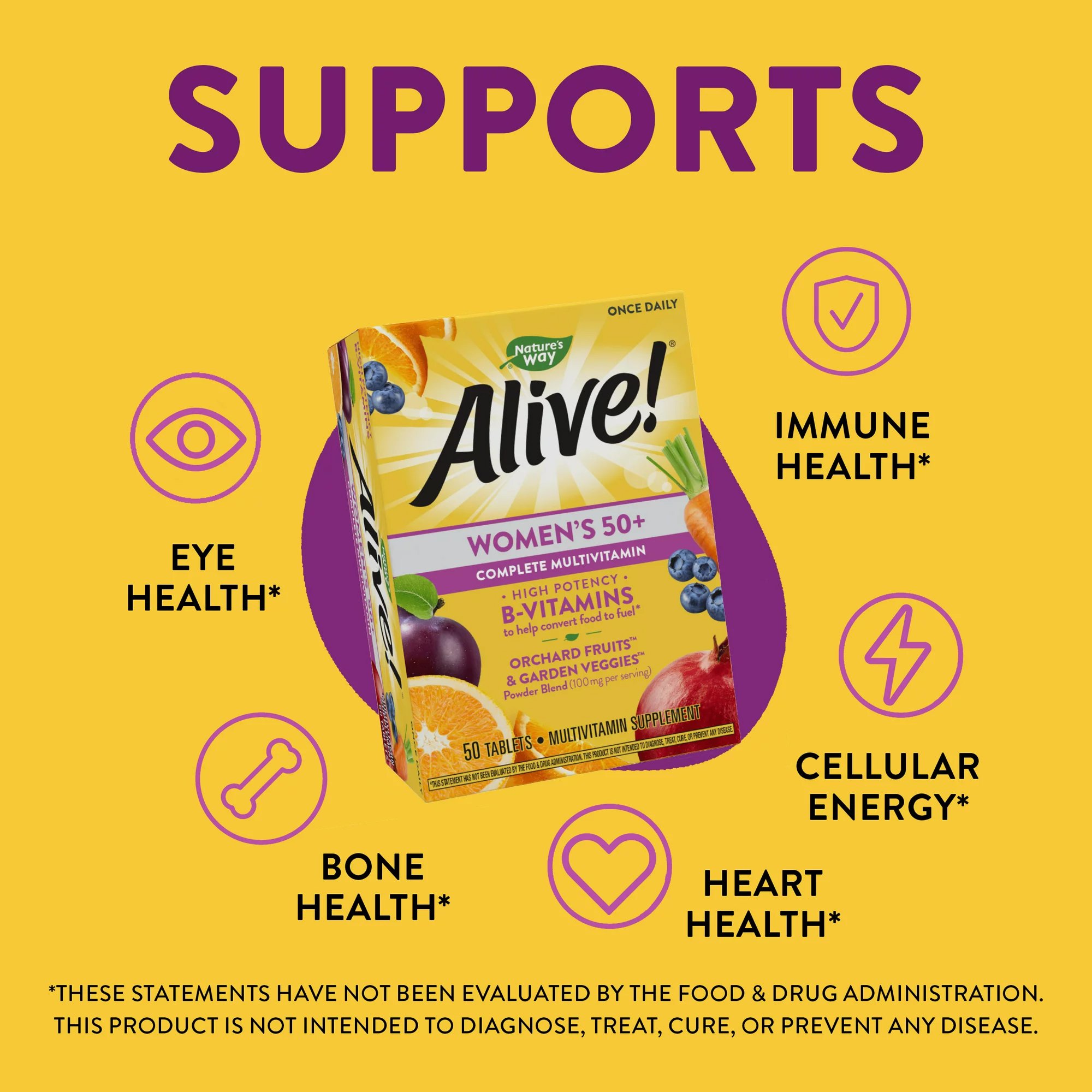 Nature's Way Brands LLC 03367413662 - Nature's Way Alive!® Women's 50+ Complete Multivitamin Tablets - 50/Box