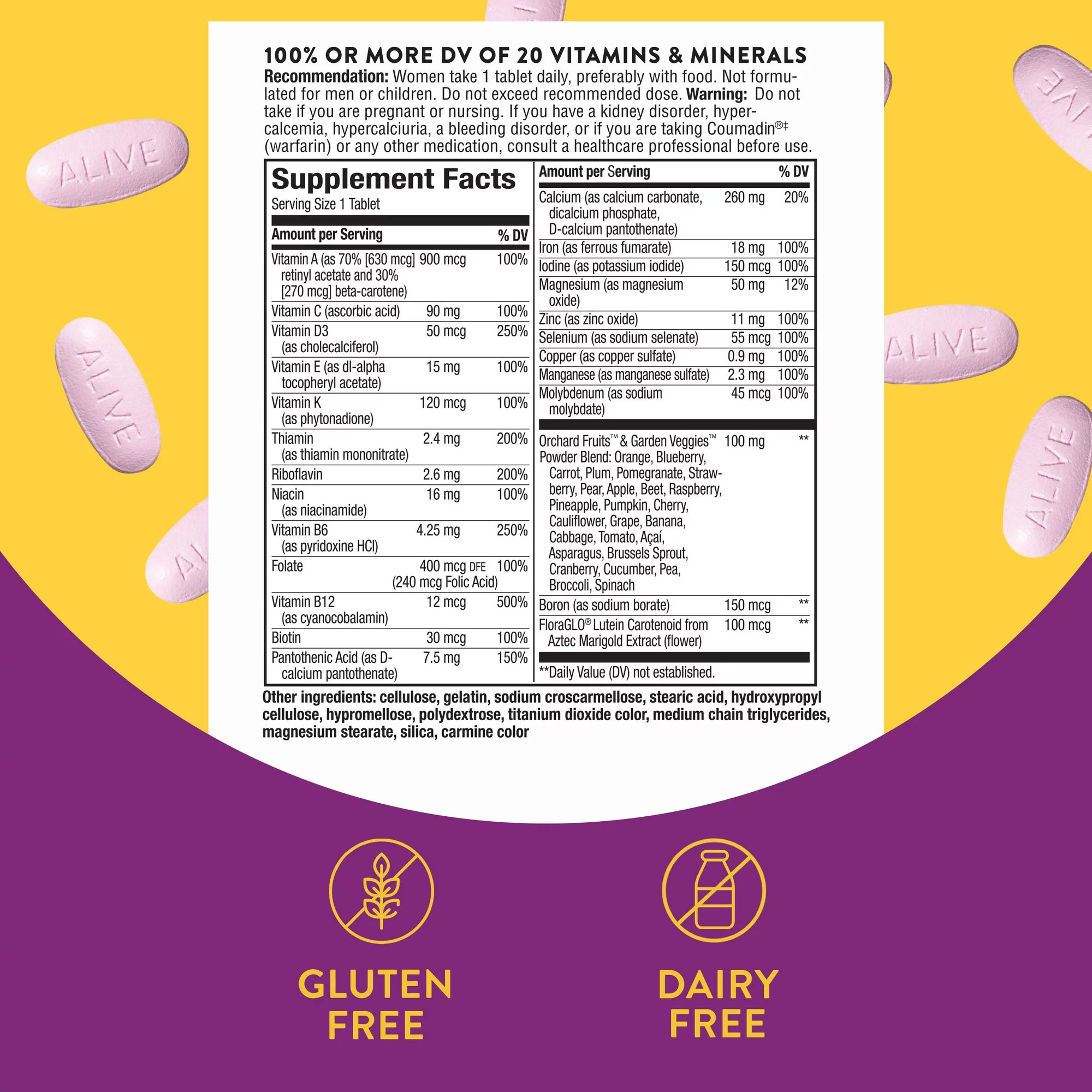Nature's Way Brands LLC 03367413663 - Nature's Way Alive!® Women's Energy Complete Multivitamin Tablets - 50/Box