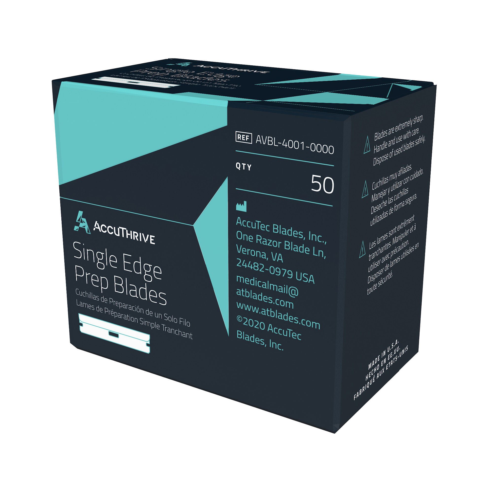 AccuTec Blades - AVBL-4001-0000 AccuThrive® Single Edge Prep Blades with Microcoat