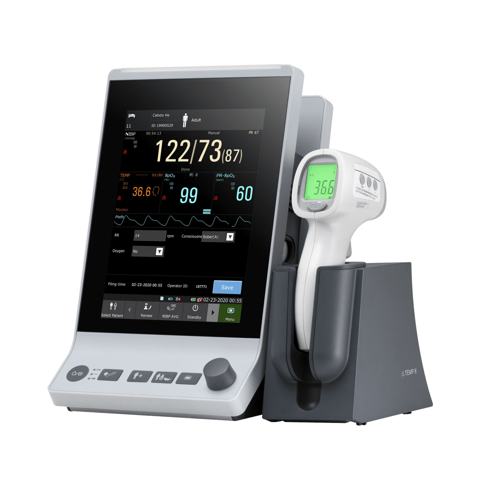 EdanUSA & MDPro - MDPRO2500_NST.HTD Vital Signs Monitor MDPRO 2500_NST Spot Check NIBP, Termperature Battery Operated