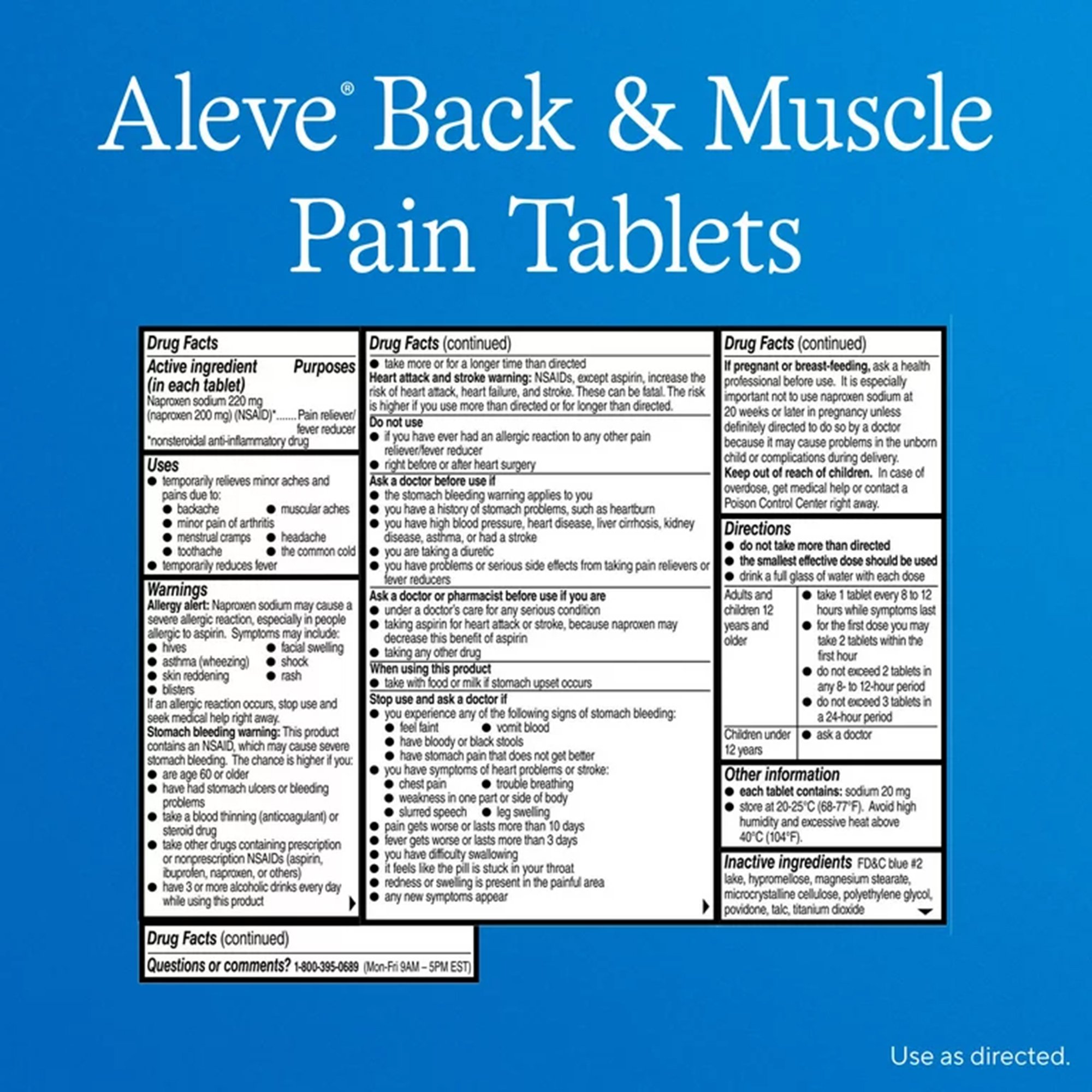 Bayer 00280609224 - Aleve Back & Muscle Pain Tablets - 1/Bottle