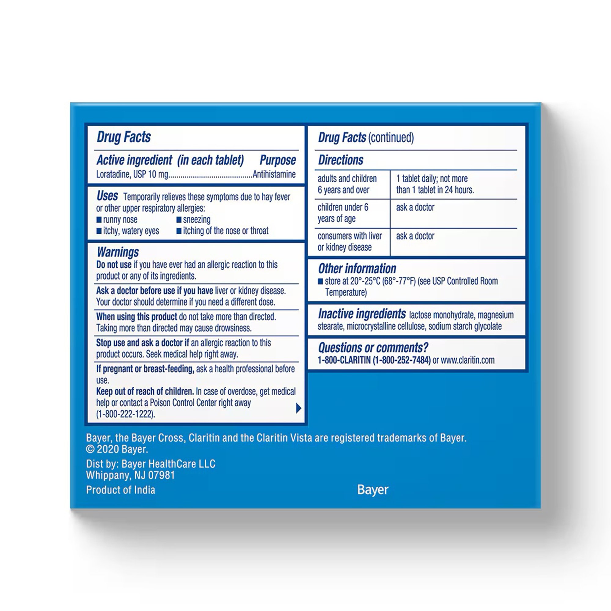 Bayer 11523665508 - Claritin 24 Hour Allergy Tablets - 30/Box