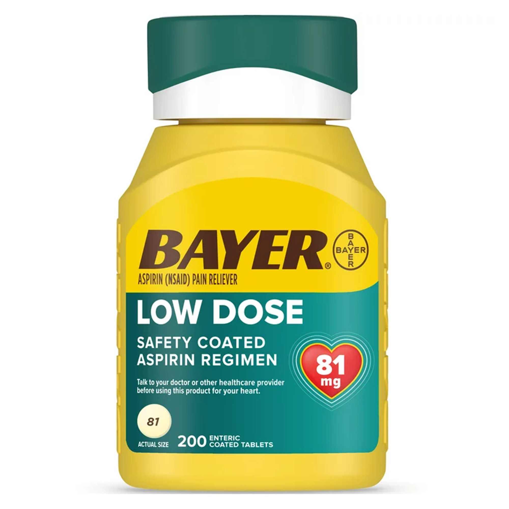 Bayer 00280210020 - Bayer Low Dose Safety Coated Aspirin 81 mg Tablets - 1/Bottle
