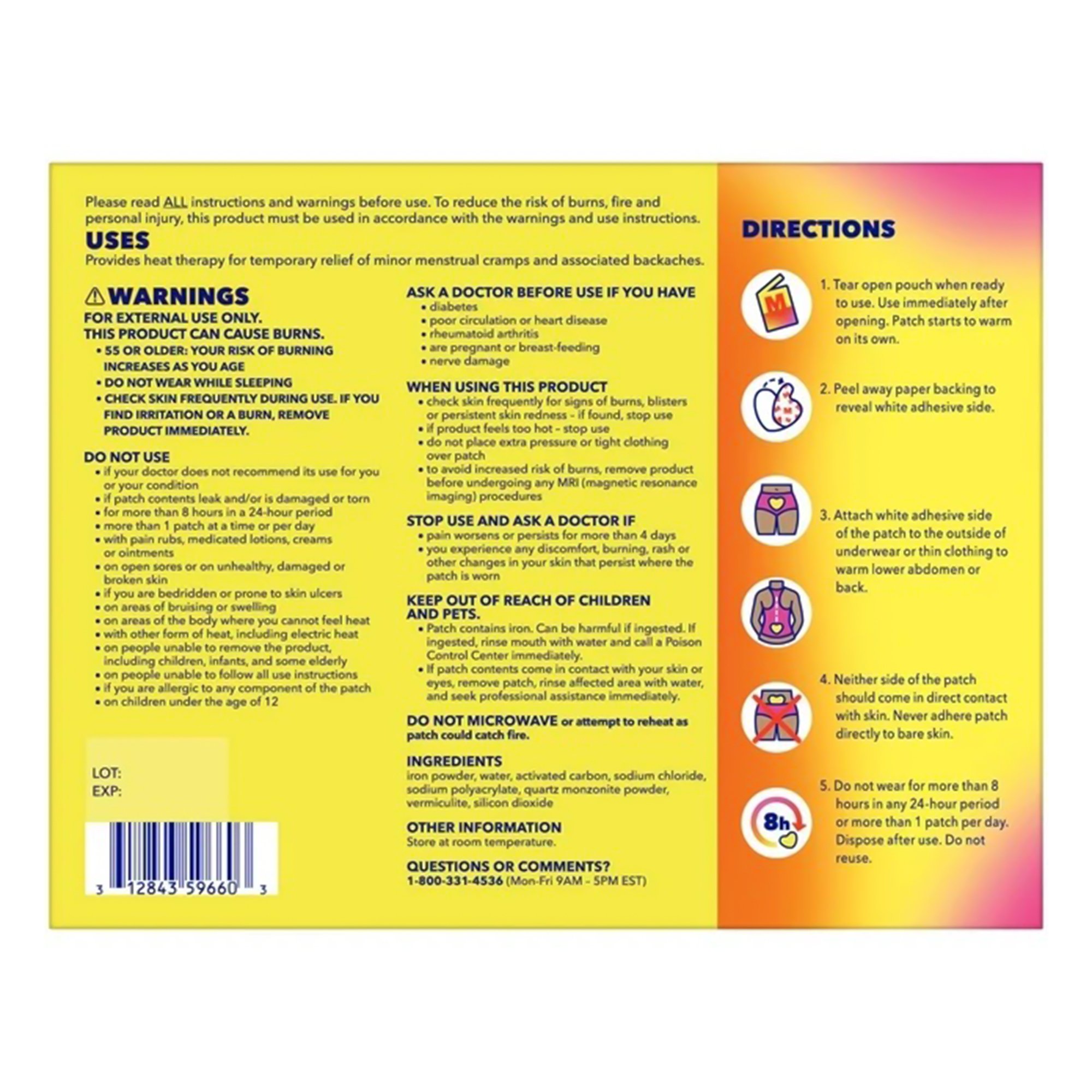 Bayer 31284359660 - Midol® Heat Vibes Patch - 3/Carton