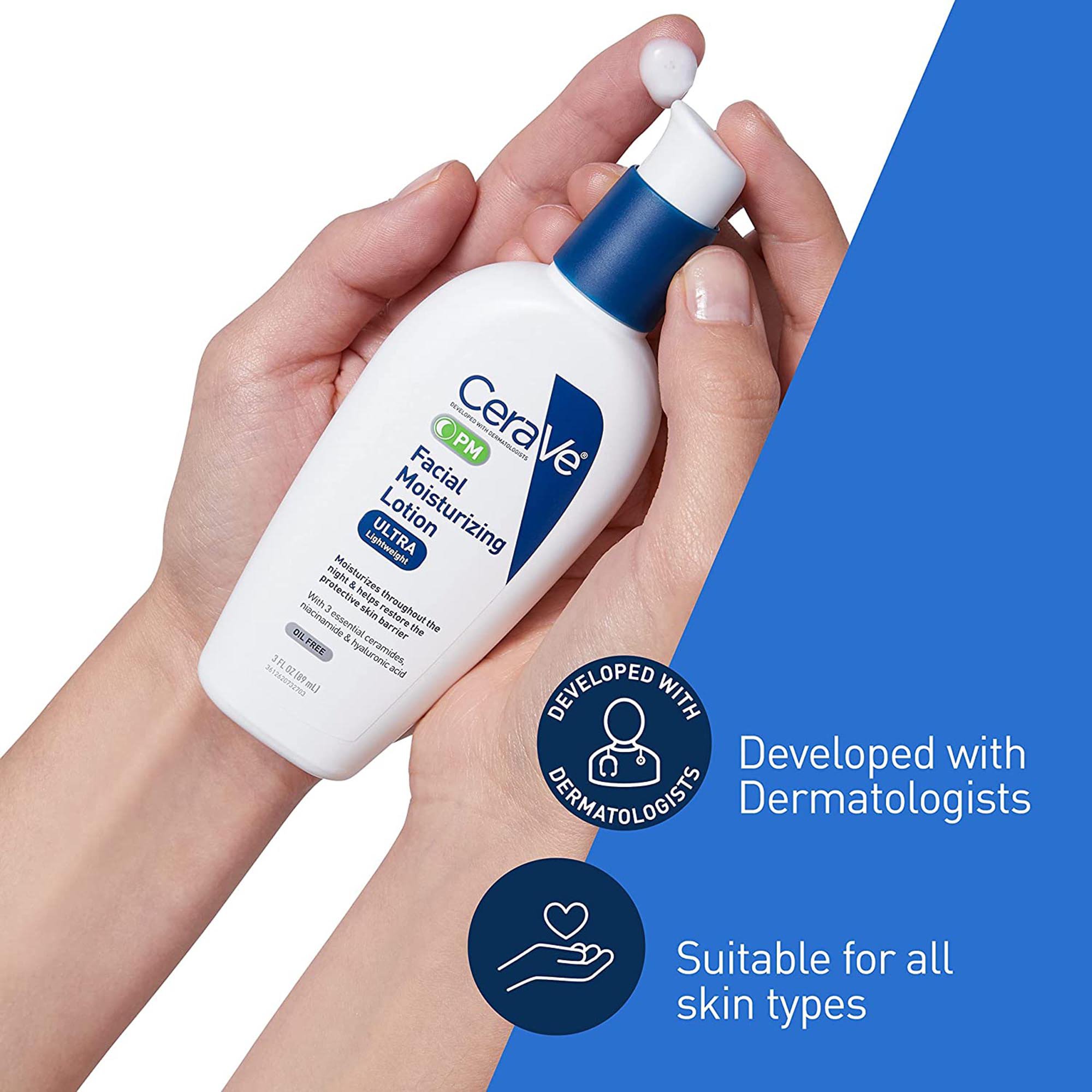 Loreal USA 60600053745 - CeraVe® Facial Moisturizing Lotion PM, Ultra Lightweight, 3-ounce Pump Bottle - 1/Each