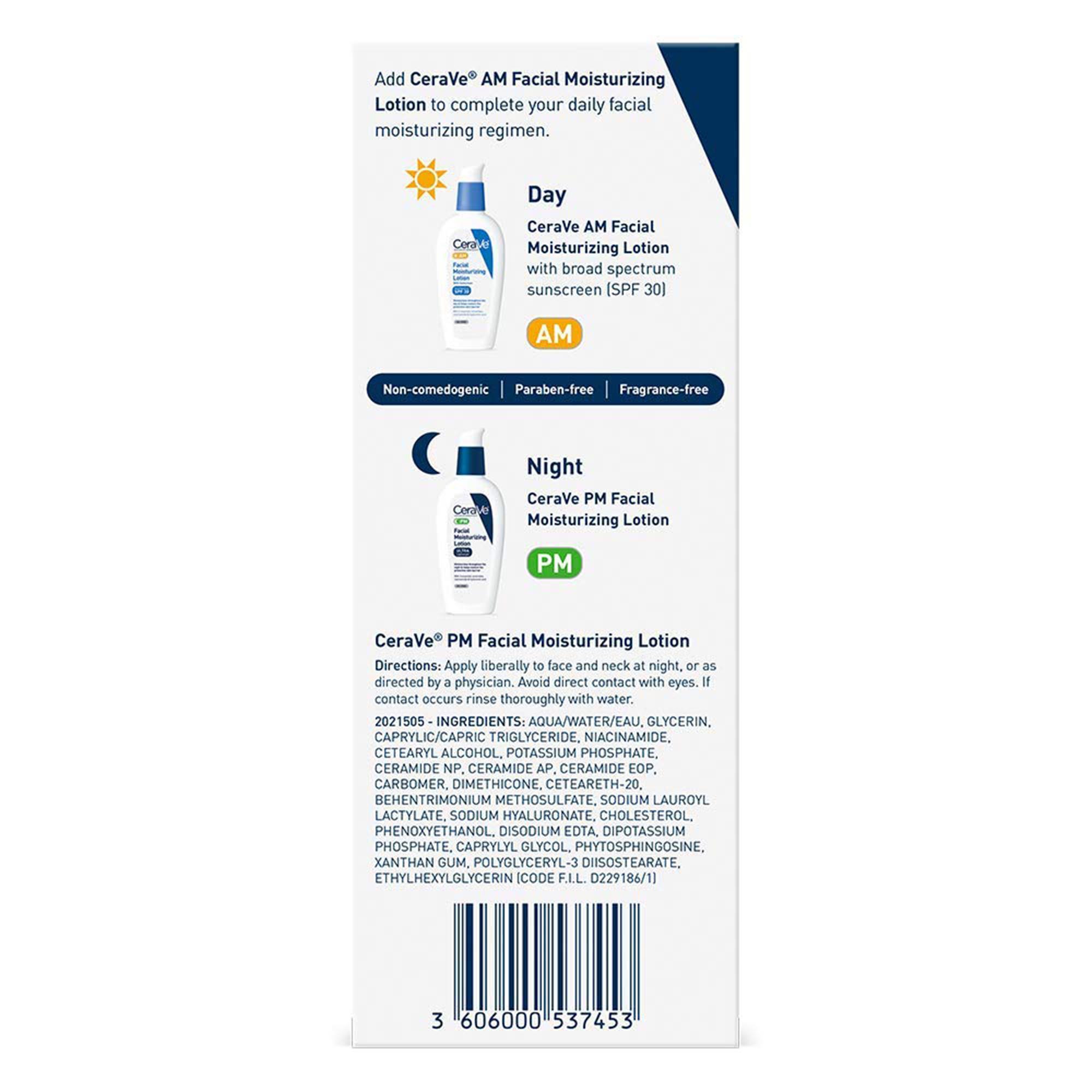 Loreal USA 60600053745 - CeraVe® Facial Moisturizing Lotion PM, Ultra Lightweight, 3-ounce Pump Bottle - 1/Each