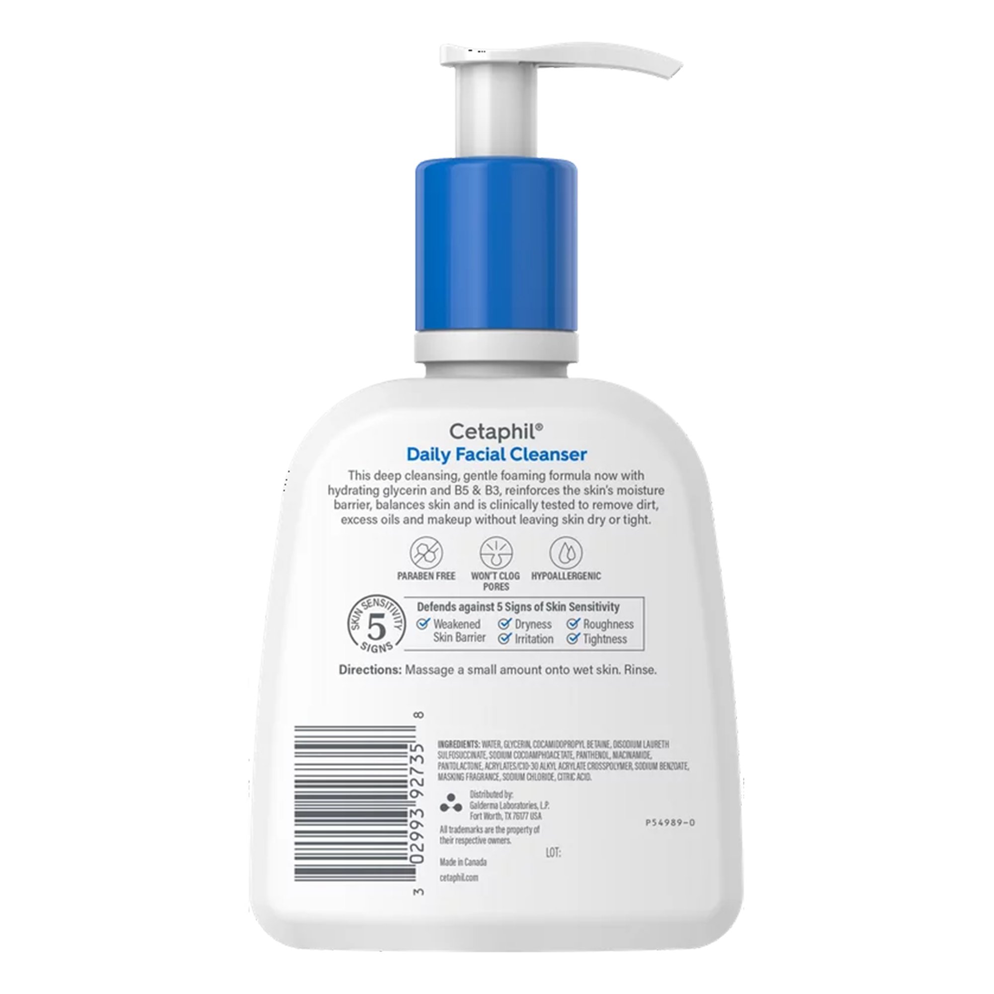 Galderma Laboratories 30299392735 - Cetaphil® Daily Facial Cleanser Normal to Oily Skin, 8-ounce Pump Bottle - 1/Each