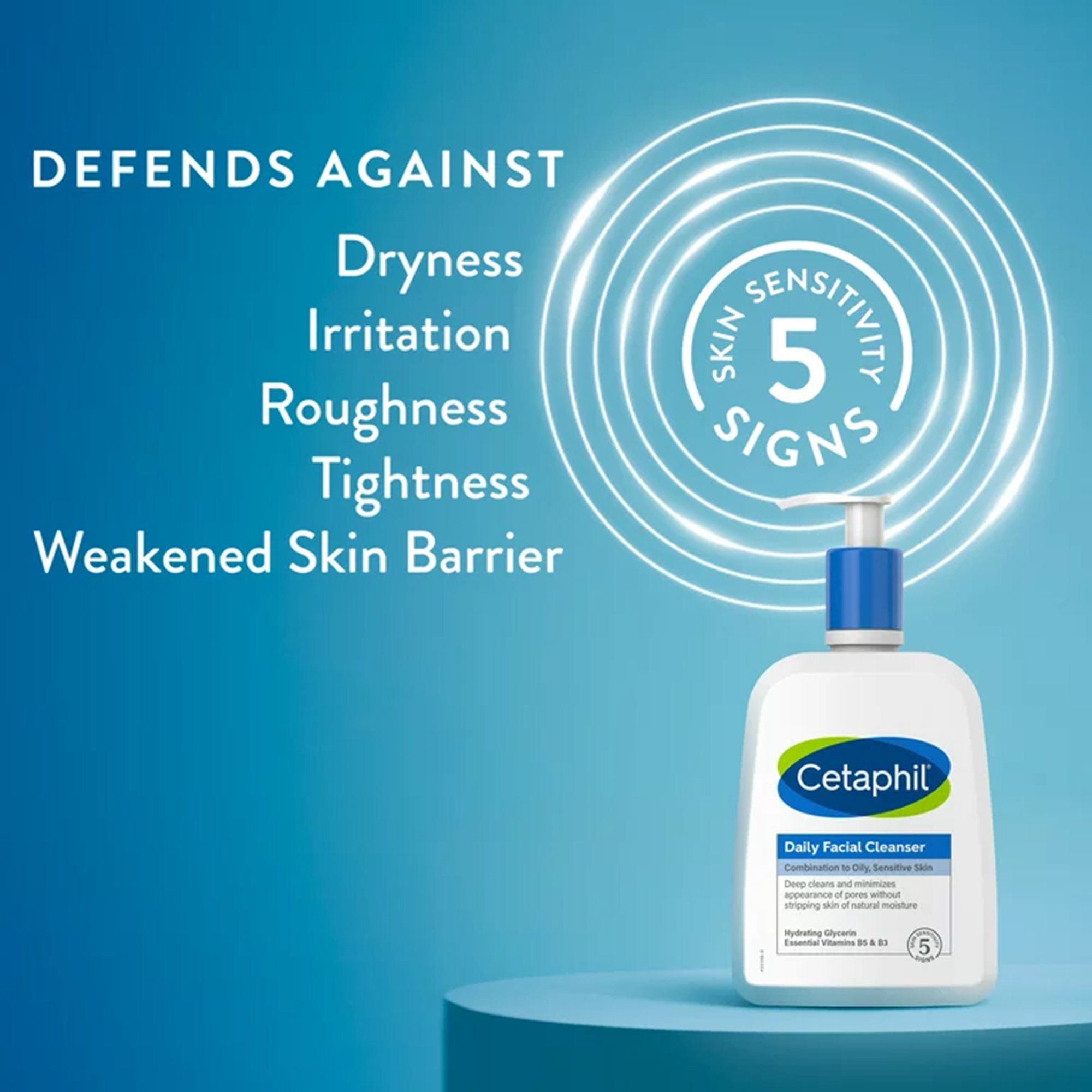 Galderma Laboratories 30299392735 - Cetaphil® Daily Facial Cleanser Normal to Oily Skin, 8-ounce Pump Bottle - 1/Each