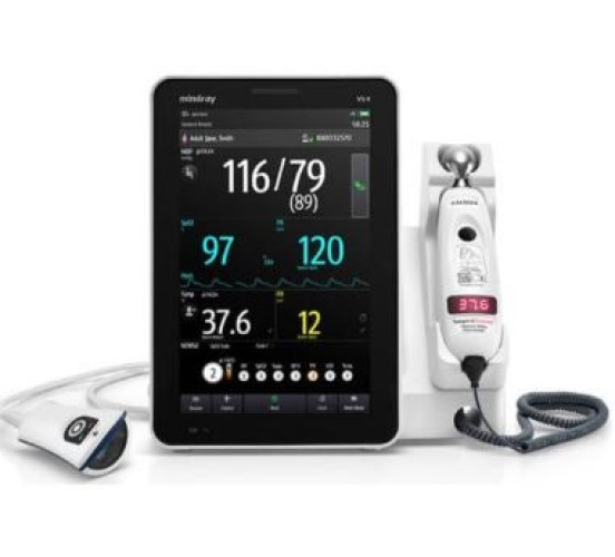 Mindray USA - 121-002181-00 Vital Signs Monitor Mindray Monitoring / Spot check ECG, NIBP, Respiration, SpO2, Temerature Battery Operated