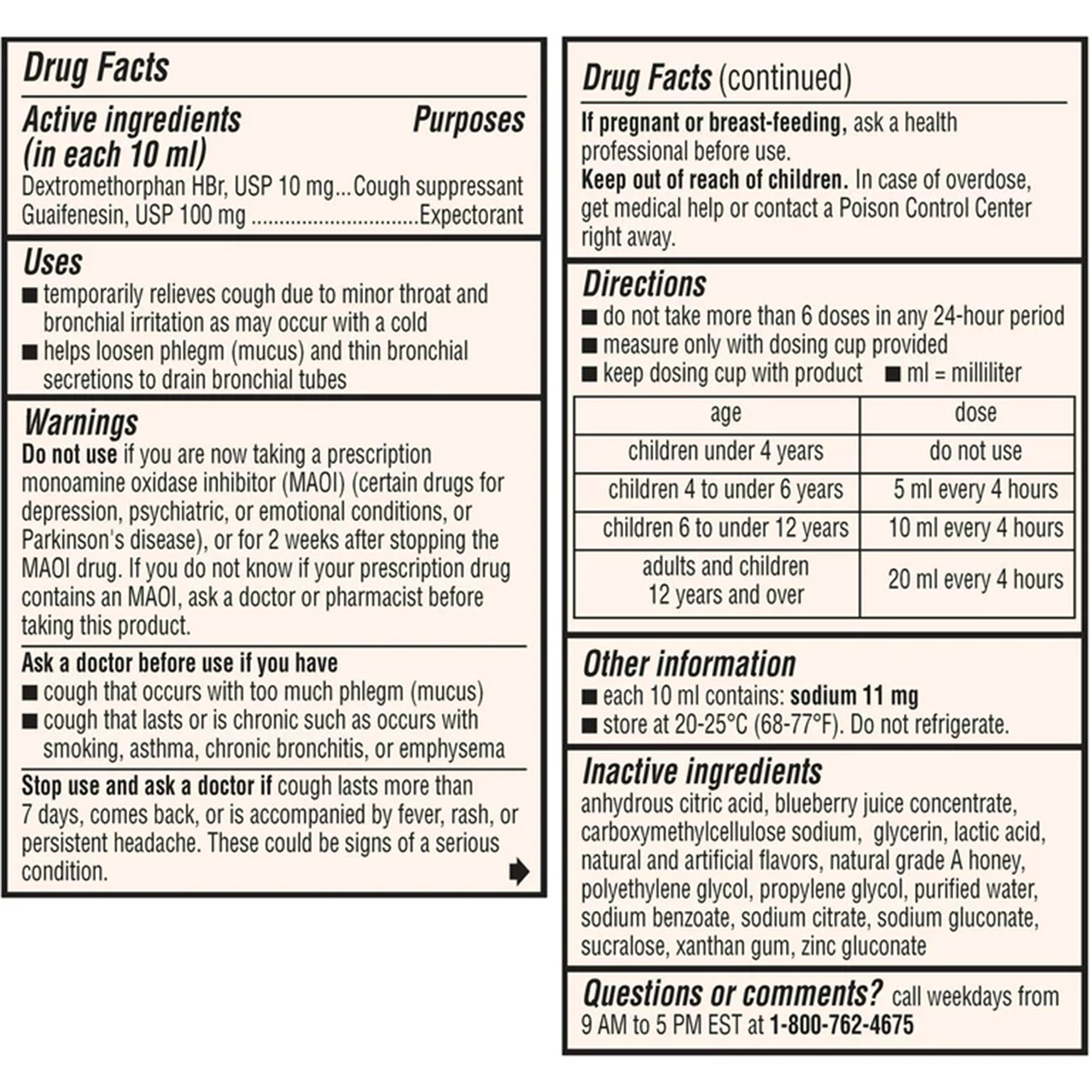 Glaxo Consumer Products 00031876012 - Robitussin Children's Honey Cough & Chest Congestion DM Liquid, 4-ounce bottle - 1/Each