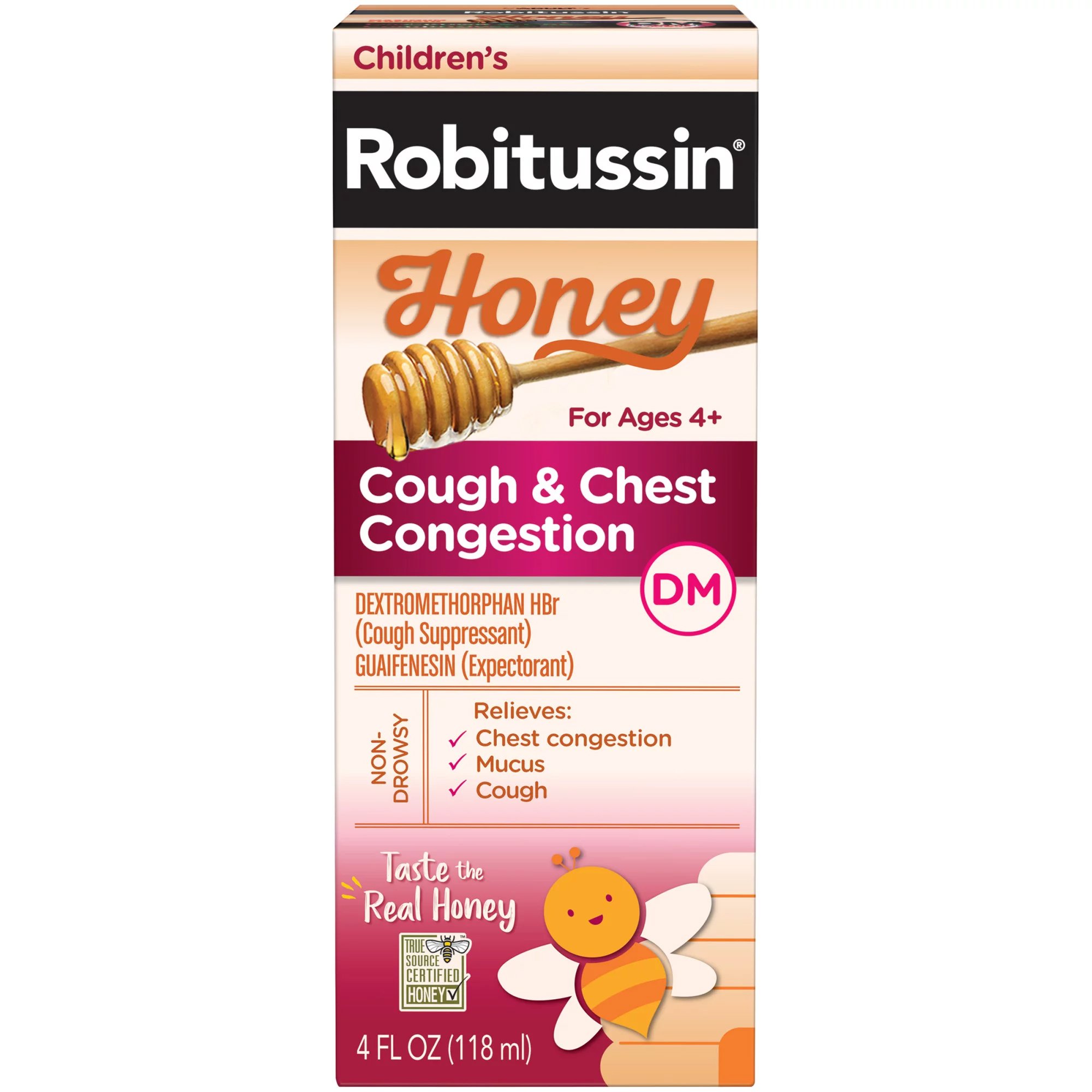 Glaxo Consumer Products 00031876012 - Robitussin Children's Honey Cough & Chest Congestion DM Liquid, 4-ounce bottle - 1/Each