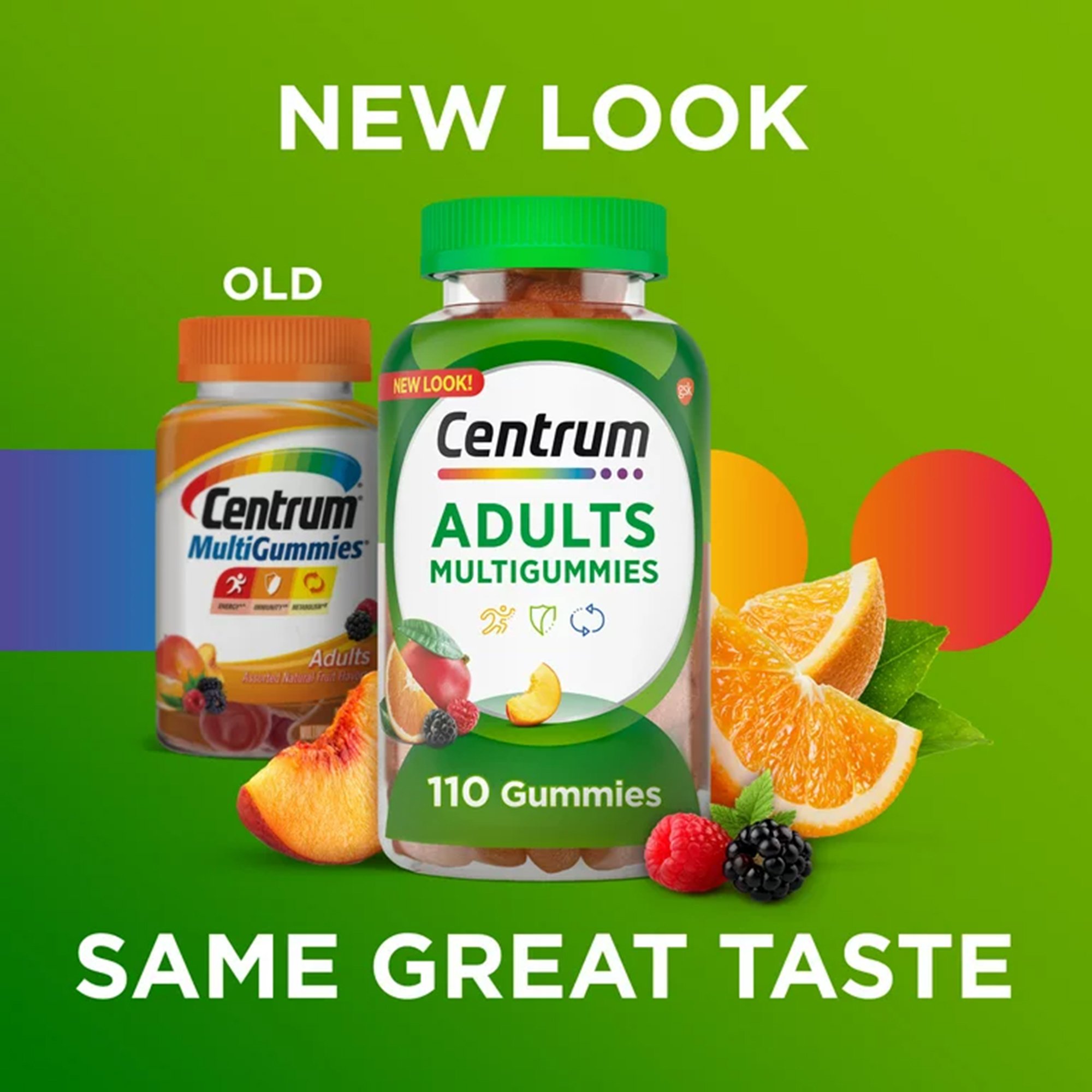 Glaxo Consumer Products 30573128434 - Centrum MultiGummies Adults Assorted Natural Fruit Flavors - 1/Bottle