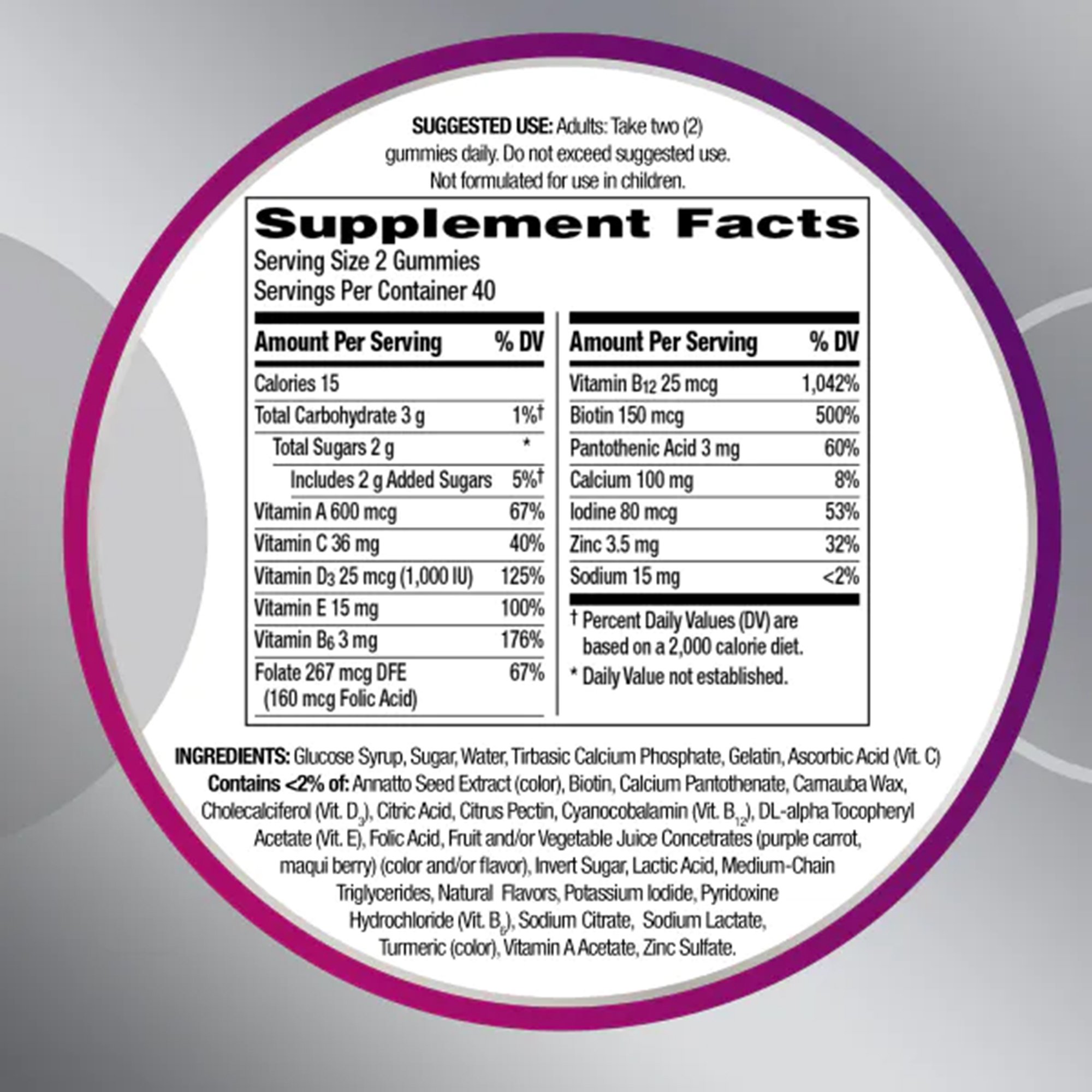 Glaxo Consumer Products 30573128675 - Centrum Women 50+ MultiGummies Assorted Natural Fruit Flavors - 1/Bottle