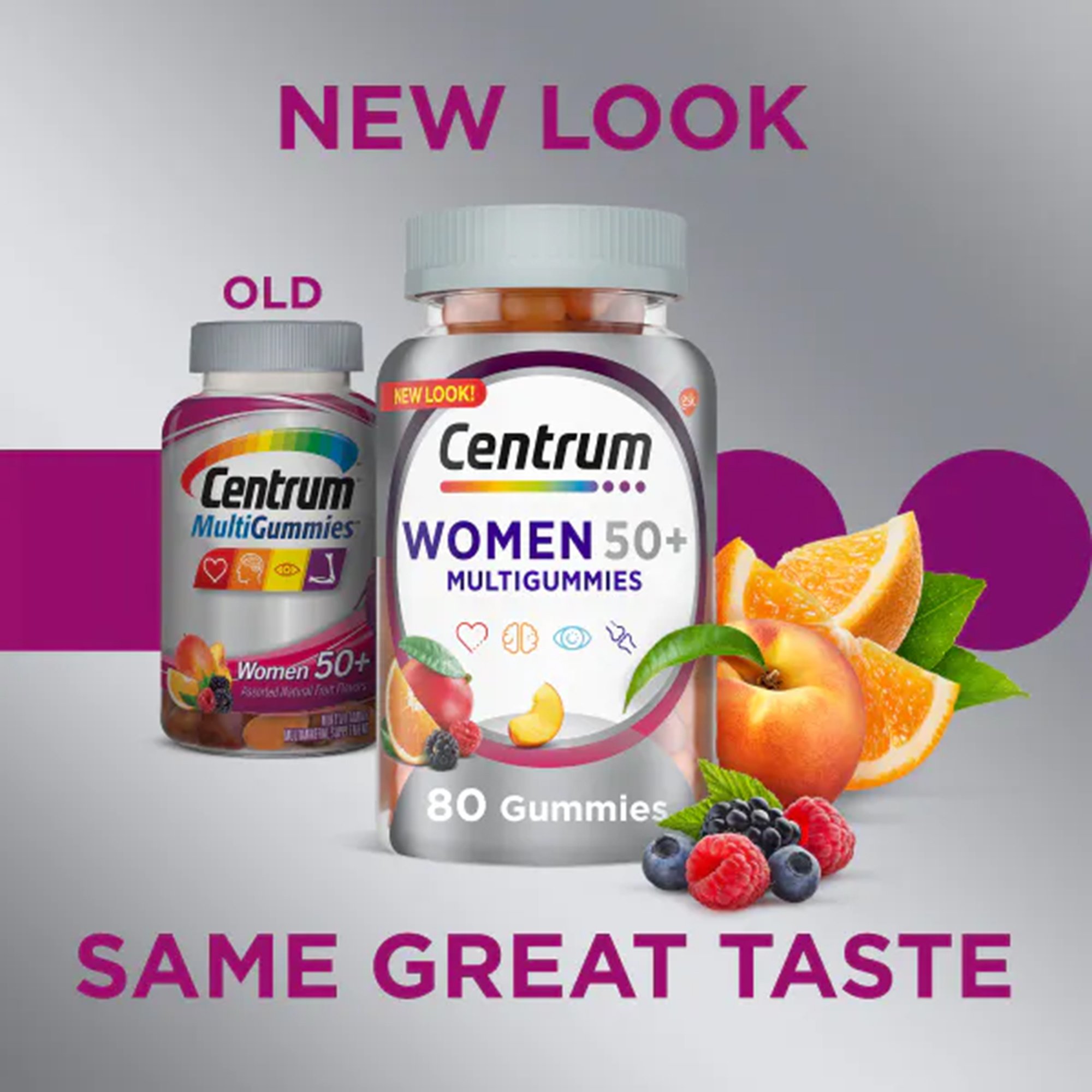Glaxo Consumer Products 30573128675 - Centrum Women 50+ MultiGummies Assorted Natural Fruit Flavors - 1/Bottle
