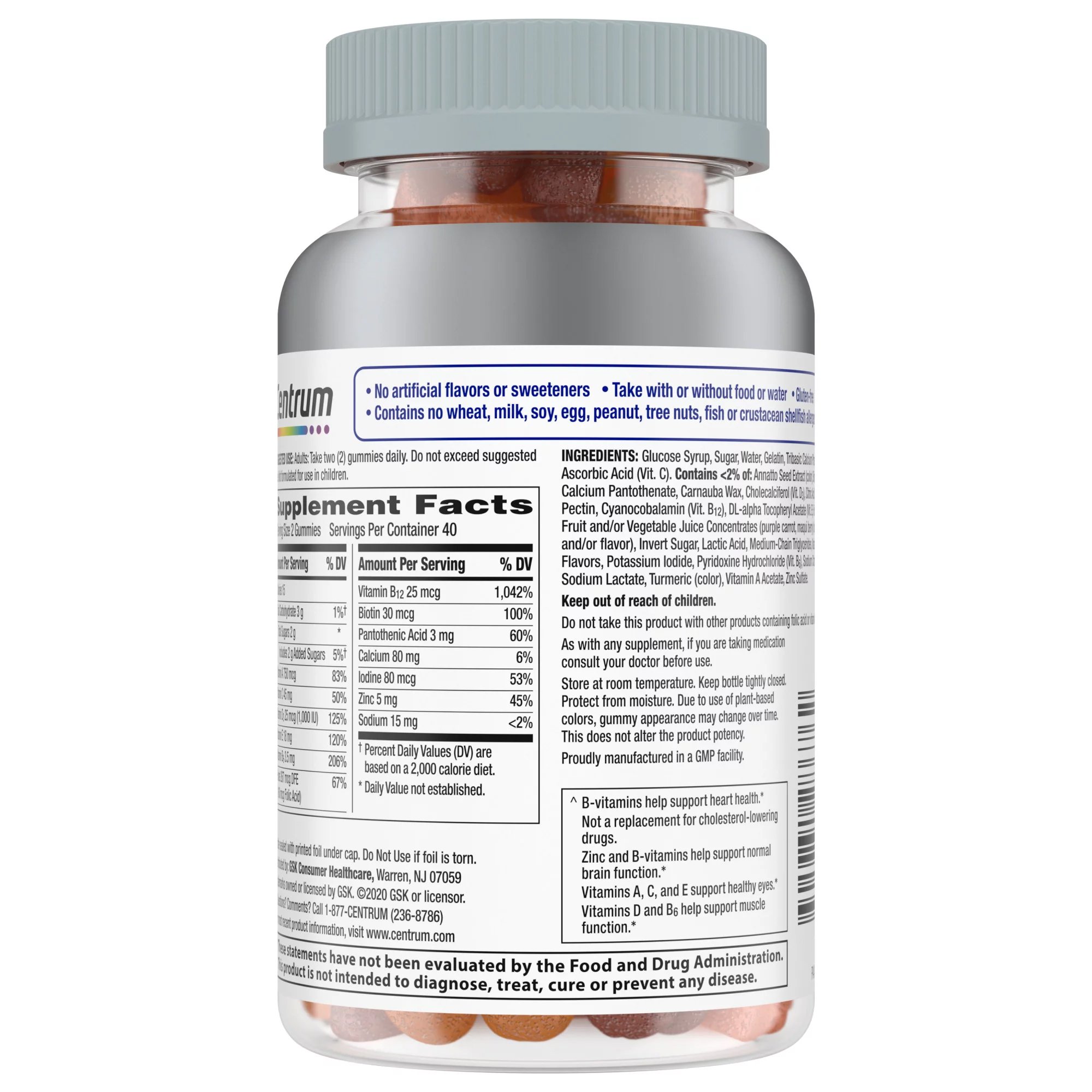 Glaxo Consumer Products 30573128676 - Centrum Men 50+ MultiGummies Assorted Natural Fruit Flavors - 1/Bottle