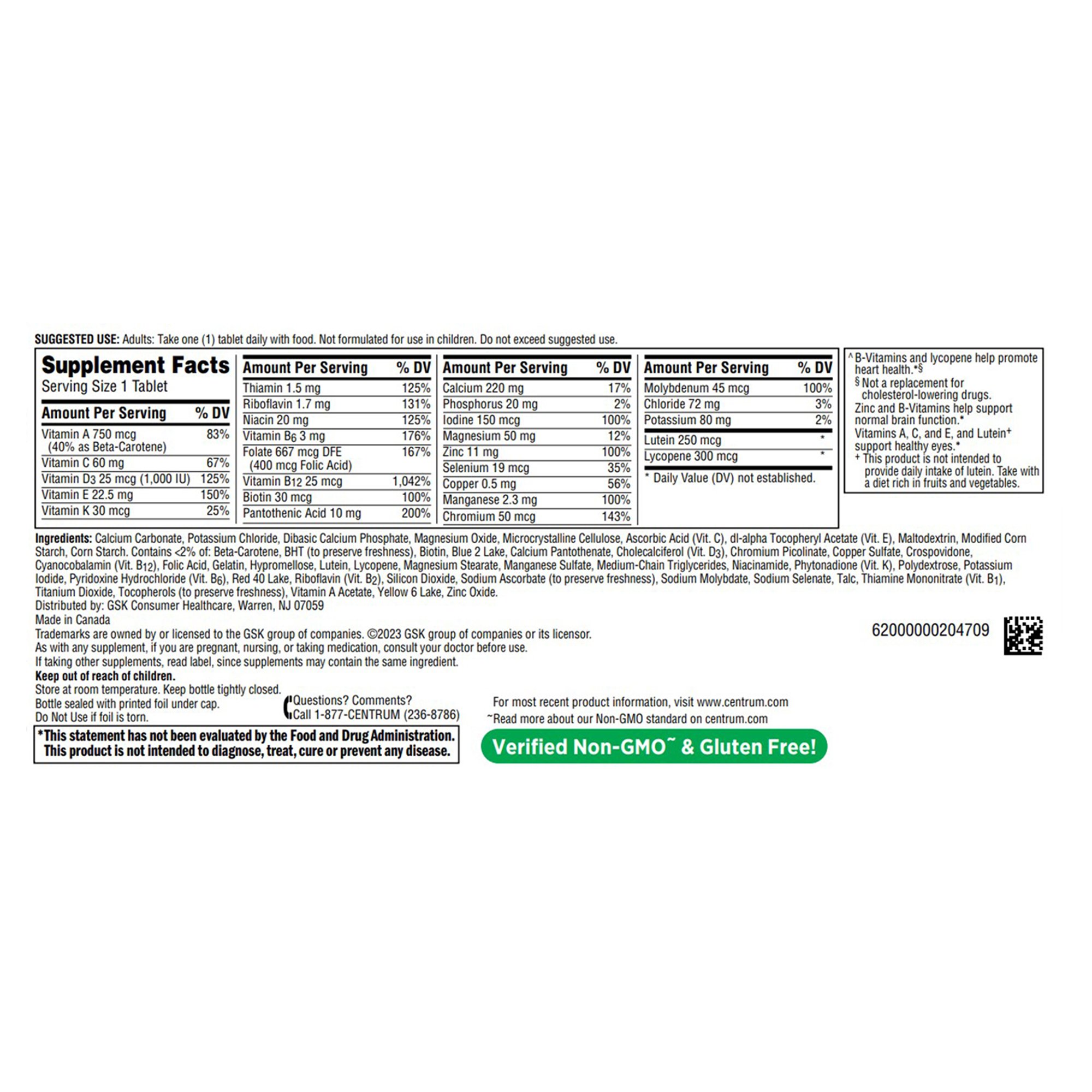 Glaxo Consumer Products 30573446391 - Centrum Silver Adults 50+ Multivitamin/Multimineral Supplement Tablets - 1/Bottle