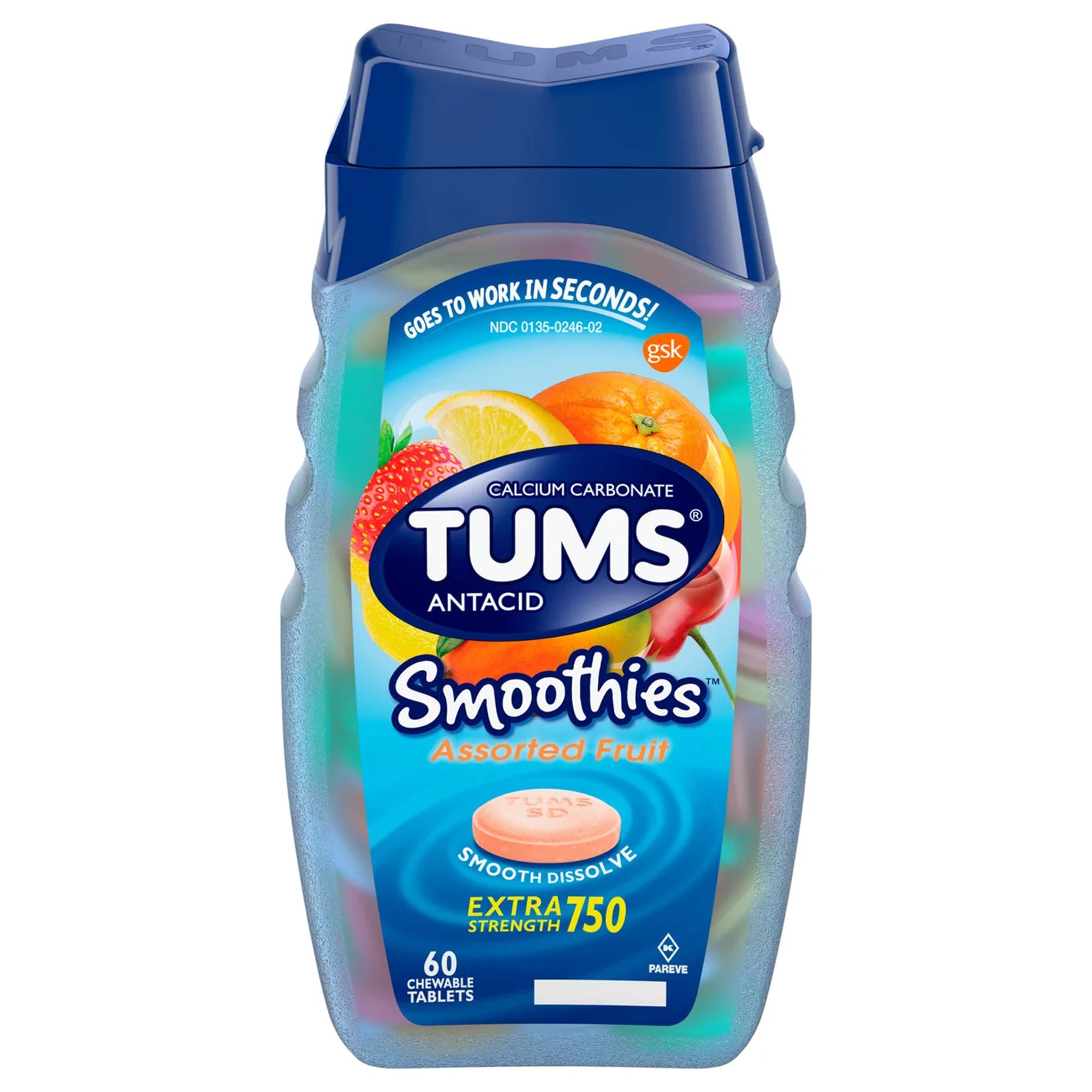 Glaxo Consumer Products - 30766739287 Tums Smoothies Extra Strength 750 Antacid Chewable Tablets