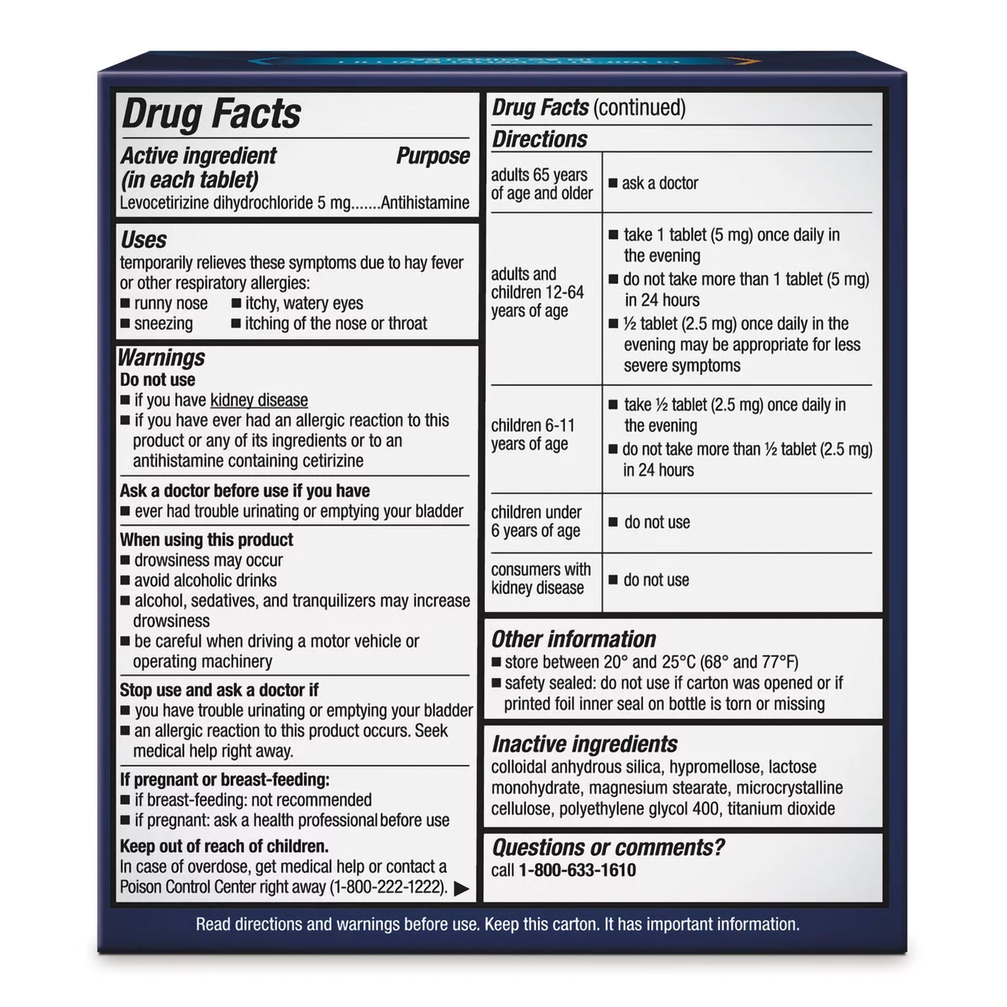 Sanofi 04116735101 - Xyzal® Allergy 24 HR Tablets - 1/Bottle